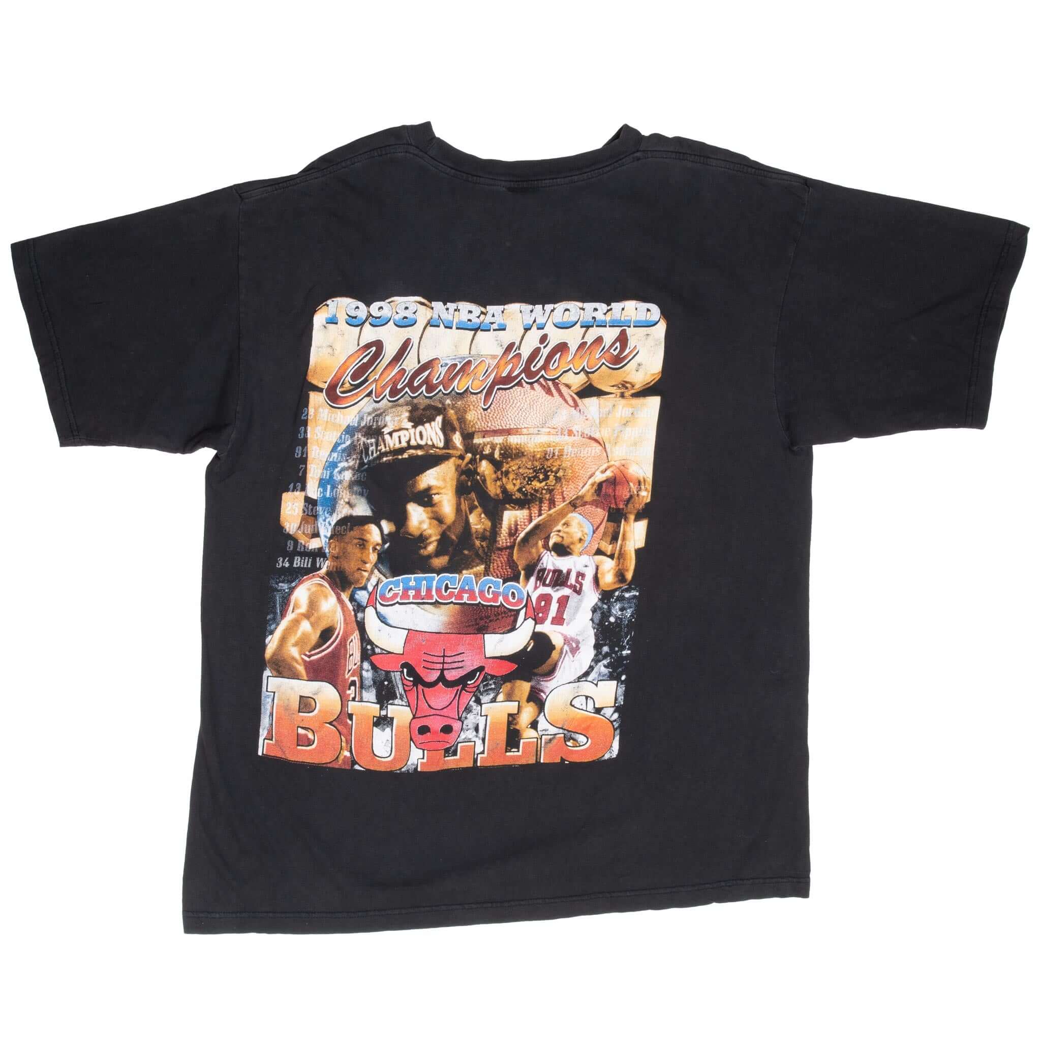 Vintage Chicago Bulls Bootleg Champions Michael Jordan 1998 Retro T-Shirt XL - Perfect for Basketball Fans, Streetwear & 90s Nostalgia Fashion