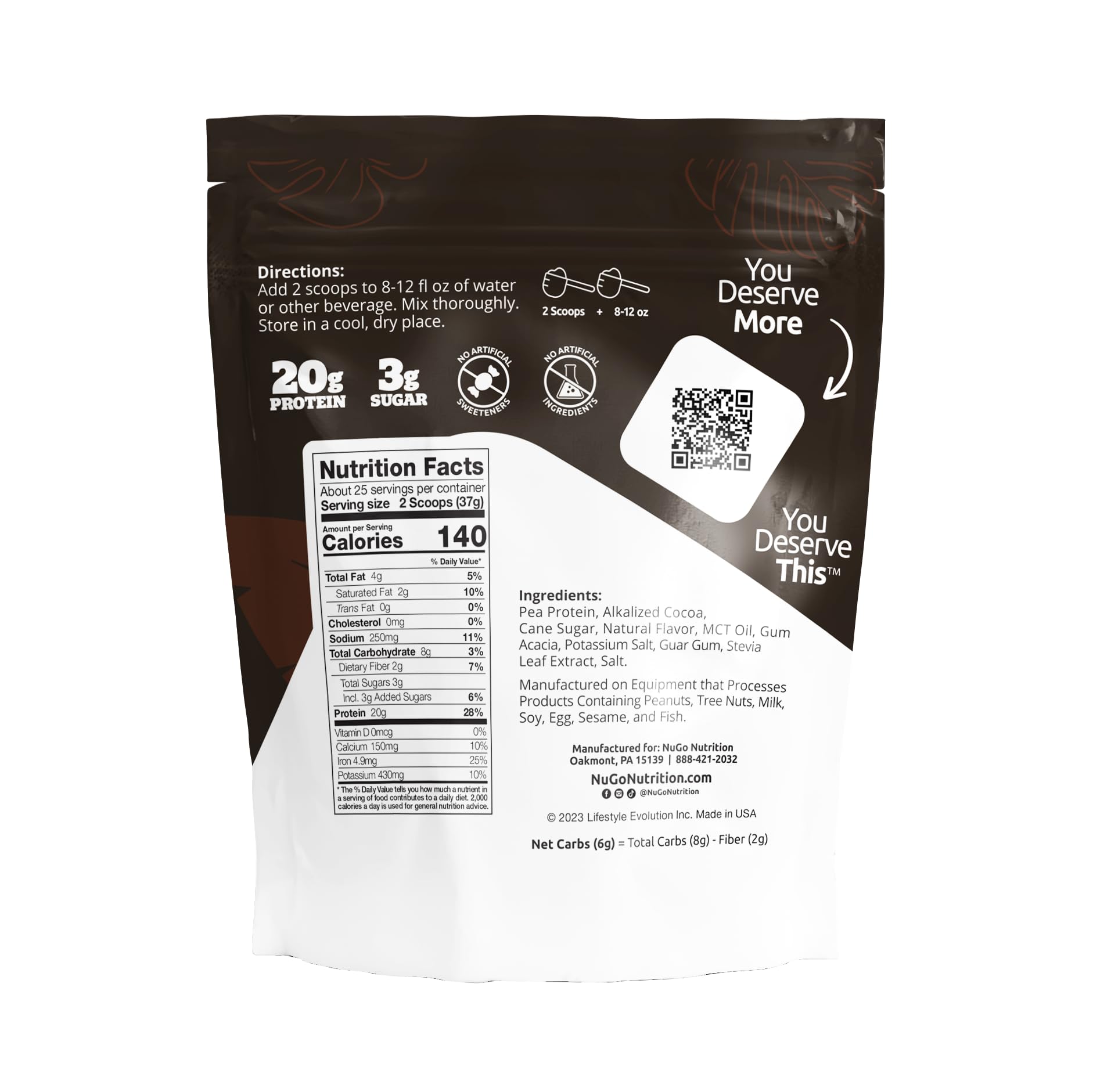 NuGo Plant Protein Powder - Chocolate Flavor, 20g Vegan Pea Protein, Low Sugar, Gluten Free, Dairy Free, Soy Free, Non-GMO, Kosher Certified (25 Servings) - Perfect for Smoothies, Shakes & Post-Workout Recovery