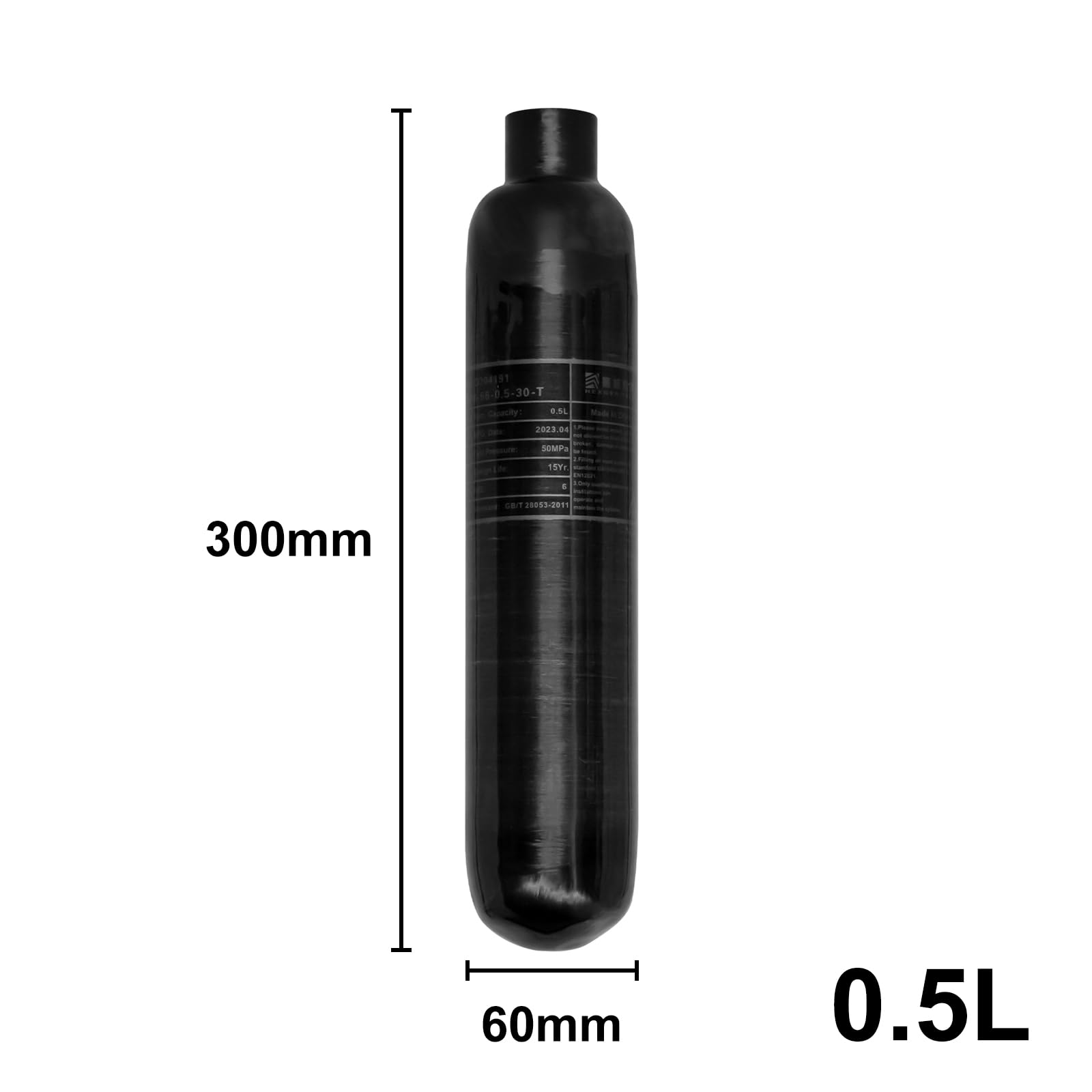 TUXING 4500PSI PCP Air Compressor Tank - 0.5L Carbon Fiber HPA Tank (31Cu in/500cc) - M18x1.5 Thread for PCP Air Rifles, Paintball Guns & Scuba Diving - Portable High Pressure Air Cylinder for Outdoor Sports & Underwater Adventures