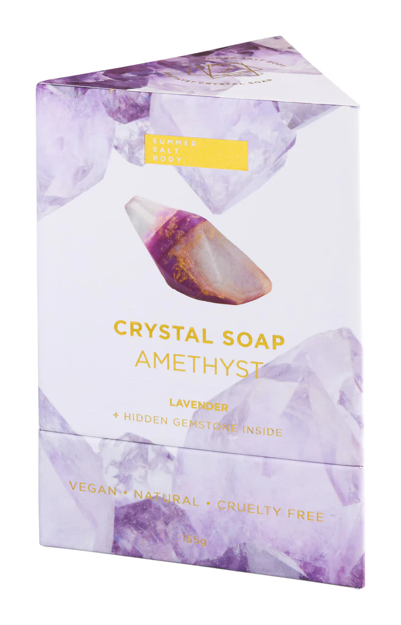 Natural Amethyst Crystal Soap with Hidden Gemstone - Handmade Luxury Soap for Relaxation & Skin Care - Perfect for Spa, Bath, and Gift Giving