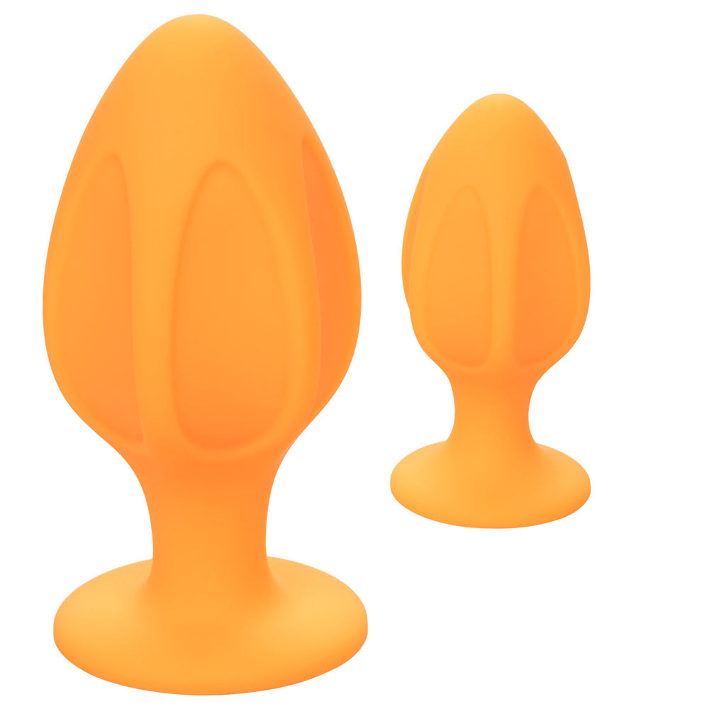 Sensual Anal Plug Duo Set - Orange Silicone Butt Plugs for Beginners & Couples - Perfect for Intimate Play & Spicing Up Your Sex Life