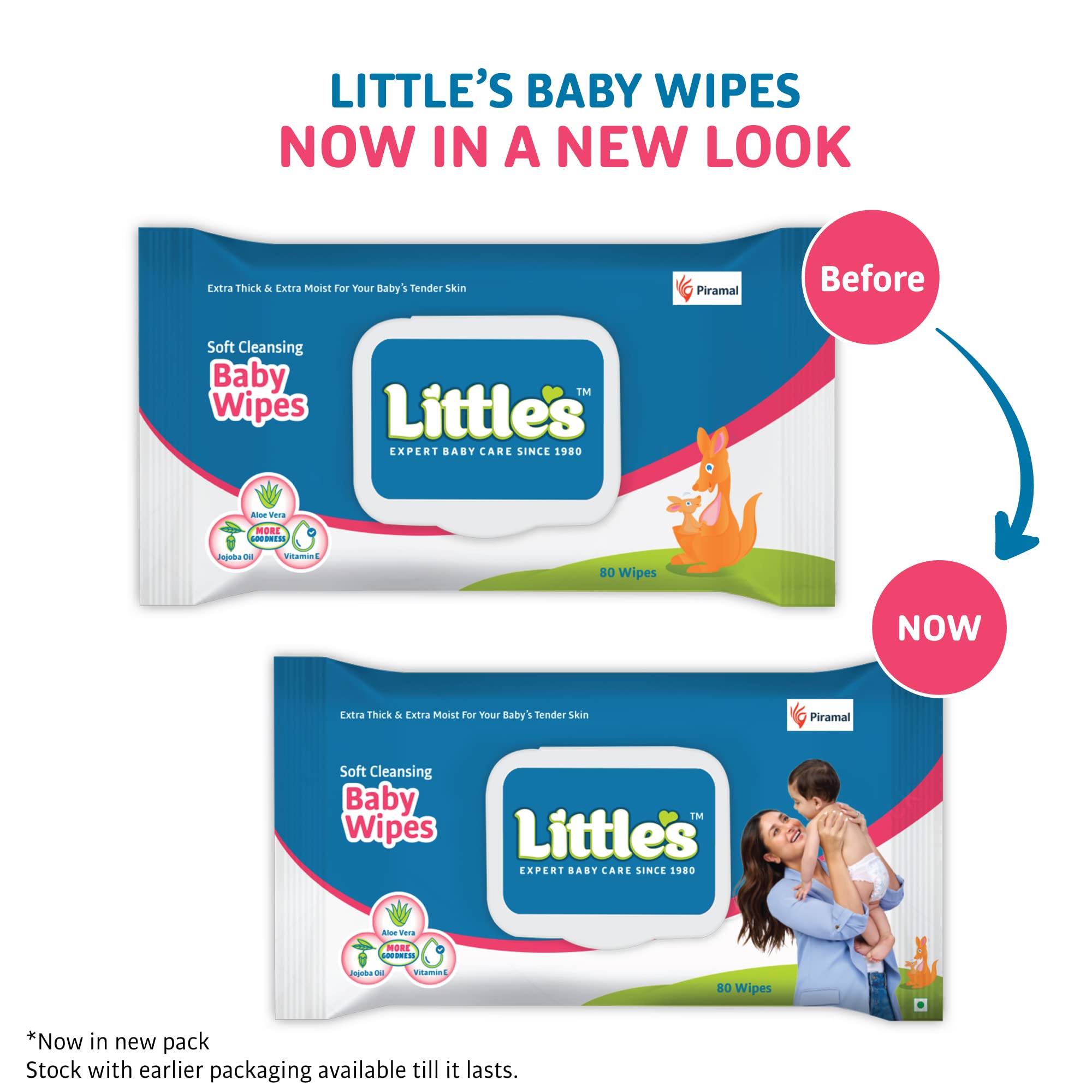 Little's Soft Cleansing Baby Wipes with Lid | 240 Count (3 Packs of 80) | Extra Thick & Moist Hypoallergenic Wipes for Sensitive Skin | Enriched with Aloe Vera, Vitamin E & Jojoba Oil to Prevent Diaper Rash | Perfect for Diaper Changes, On-the-Go Cleaning & Baby Care Essentials