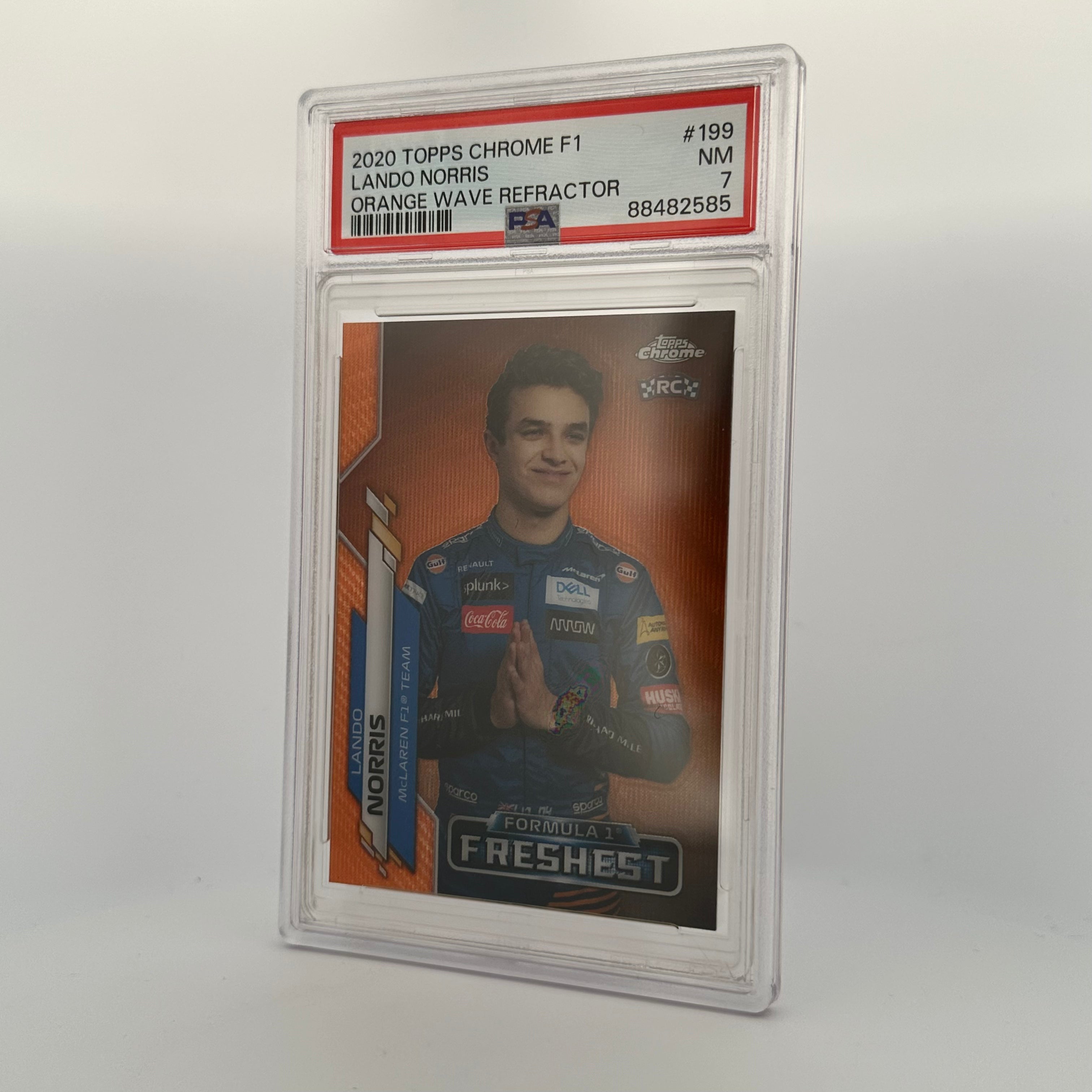 PSA 7 2021 Lando Norris #199 Orange Wave Refractor Rookie Card - Formula 1 Racing Collectible for Display & Investment