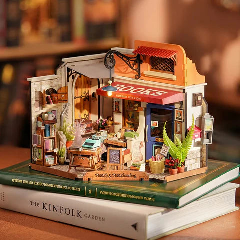 DIY Miniature House Kit - Corner Bookstore Model | Creative Craft Kit for Adults & Teens | Perfect for Home Decor, Gift Giving & Relaxation