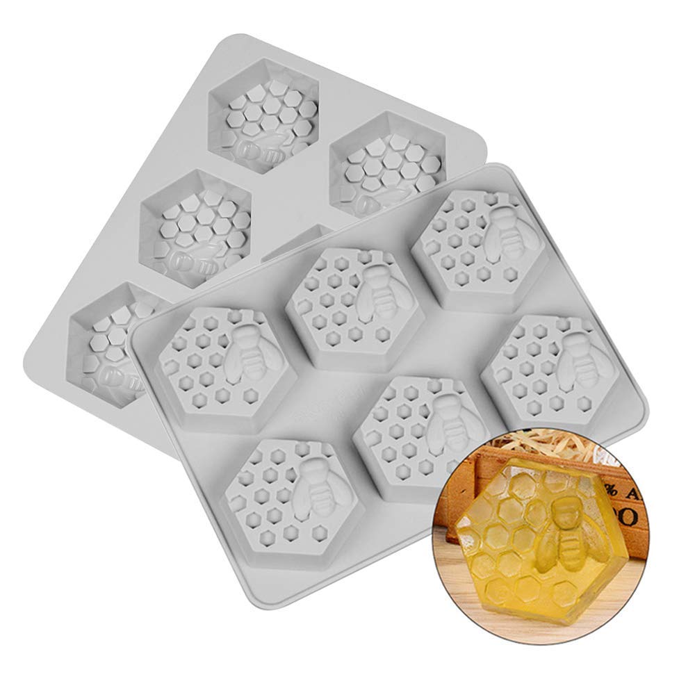 EchoDone 6-Cavity Silicone Honeycomb Mold for Soap, Candle, Baking & Jelly Making - Perfect for Wedding, Christmas Decorations (Set of 2) | DIY Crafts, Dessert Molds, Ice Cube Trays & Home Decor
