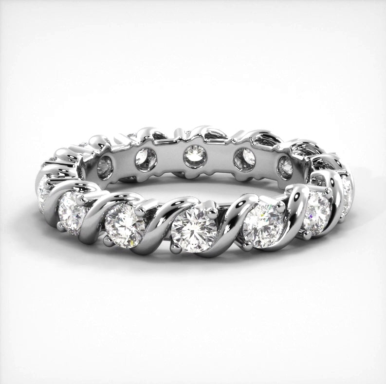1.05 Carat Round Diamond Eternity Wedding Band - 14K White Gold Women's Ring for Anniversary, Engagement & Bridal Jewelry Gift