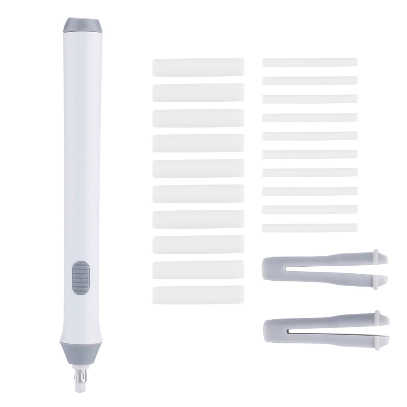 Electric Eraser Kit - Battery Operated Automatic Pencil Eraser with 20 Refills - Detailer Tool for Artists, Sketching, Drafting & Graphite Pencils (White) - Perfect for Art Projects, Technical Drawings & School Work