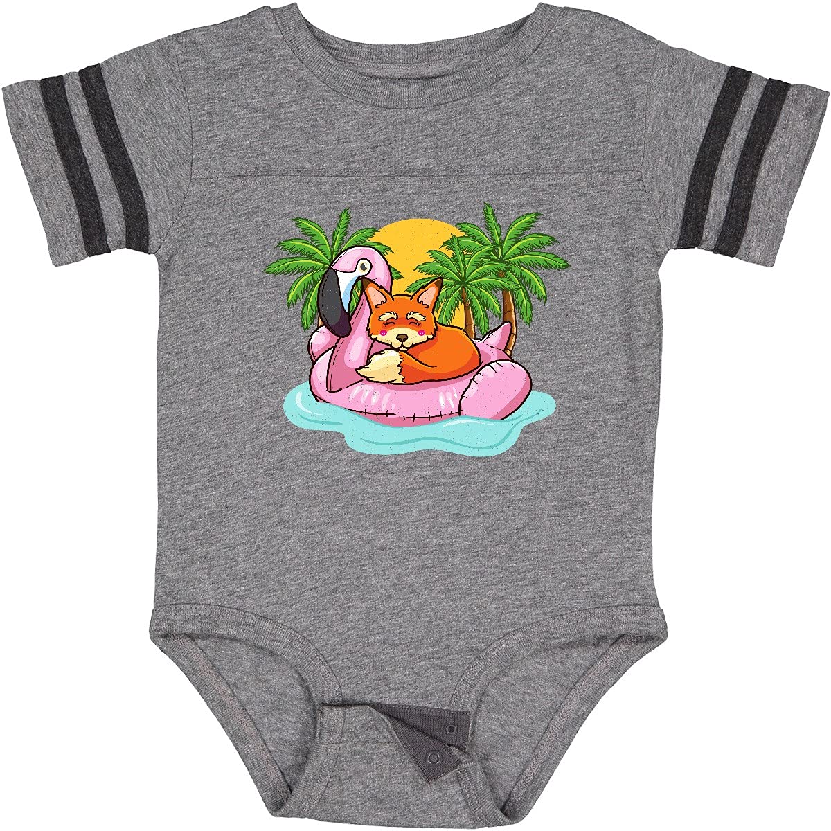 Inktastic Fox Flamingo Tropical Beach Vacation Baby Bodysuit - Cute Animal Print Onesie for Boys & Girls - Perfect for Summer Outings, Beach Trips & Family Vacations