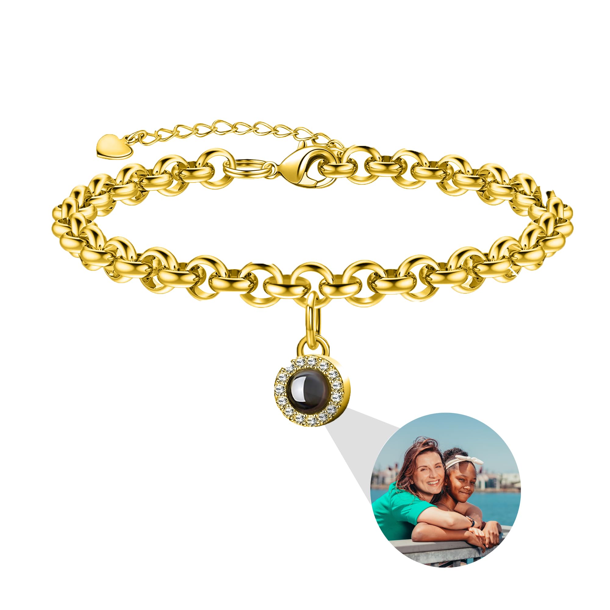 Custom Photo Bracelet for Women & Girls - Personalized Picture Projection Bracelet with Engraved Images Inside - Perfect Gift for Birthdays, Anniversaries & Special Occasions
