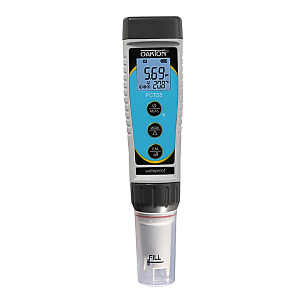 Oakton 35634-60 PCTSTestr 5 Waterproof Pocket Tester for pH/ORP/Temperature - Portable Water Quality Meter for Pools, Aquariums, Hydroponics & Drinking Water Testing