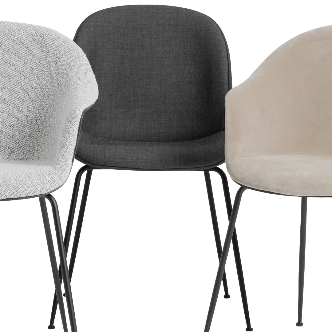 Modern Bat Dining Chair with Black Matte Conic Base & Front Upholstery - Perfect for Kitchen, Dining Room, and Restaurant Settings
