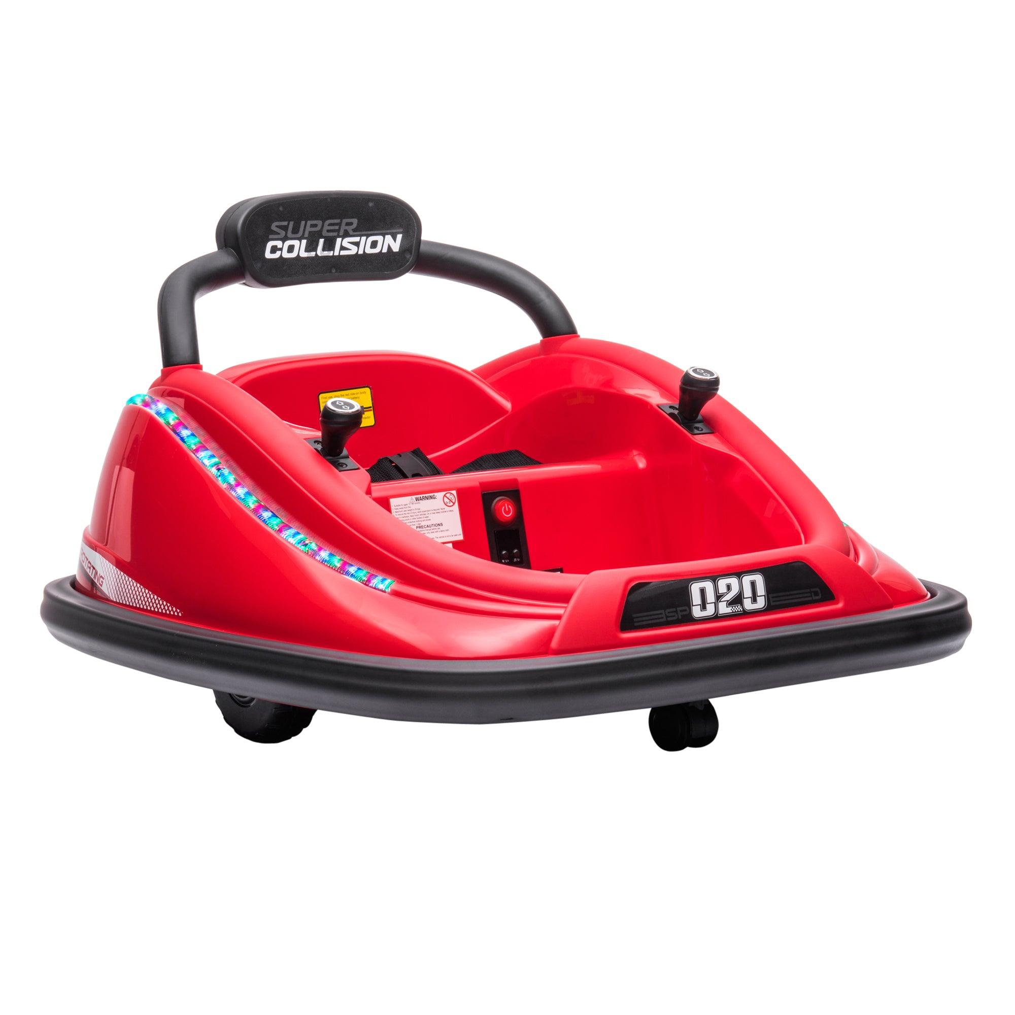 12V Remote Control Toddler Bumper Car - 360° Rotating Kids Electric Ride-On Toy with Twin Motors, Colorful LED Lights & 3 Songs | Perfect for Indoor/Outdoor Play for Boys & Girls (Red) - Birthday Gifts, Playroom Fun, Backyard Entertainment