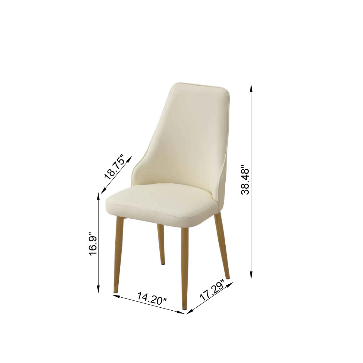 Premium White PU Leather Dining Chairs with Sturdy Metal Legs - Set of 2 Modern Kitchen Chairs for Dining Room, Breakfast Nook, and Home Office