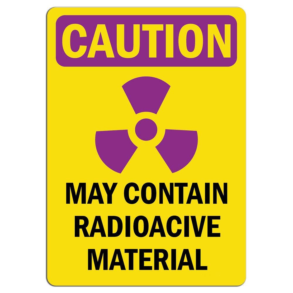 Caution Radiation Sign - 12 x 8 Inch Aluminum Warning Sign for Warehouse & Traffic Areas - Weatherproof, Durable 0.04 Thickness - May Contain Radioactive Material - Perfect for Industrial Facilities, Construction Sites & Hazardous Material Storage