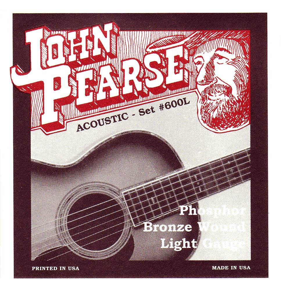 John Pearse 600L Phosphor Bronze Acoustic Guitar Strings - Medium Light Gauge for Warm Tone | Perfect for Folk, Blues & Fingerstyle Playing