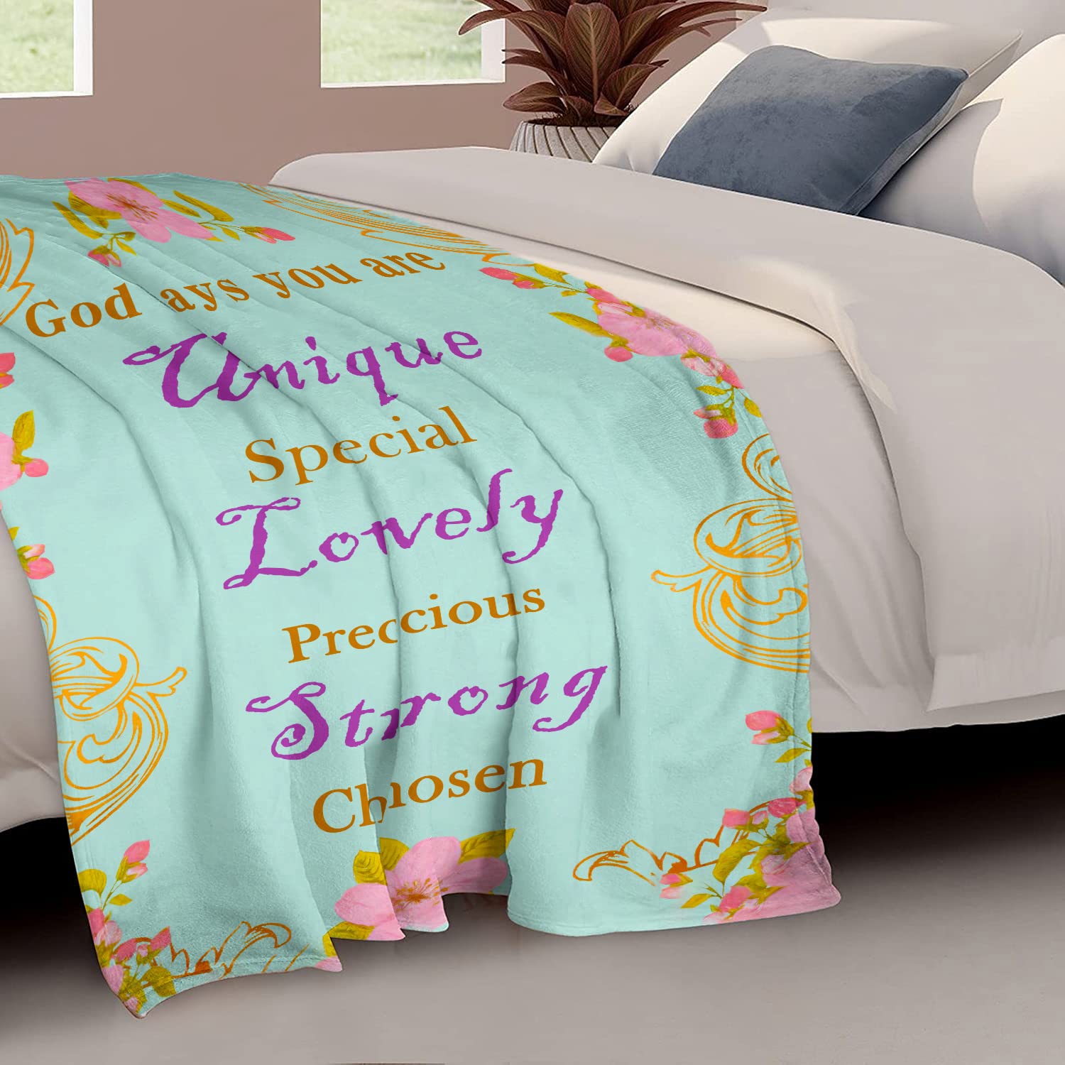 50x60 Inch Christian Prayer Throw Blanket - Inspirational Religious Gifts for Women, Catholic Spiritual Birthday Present | Cozy Bible Study Blanket, Church Worship Companion, Prayer Shawl for Devotional Time