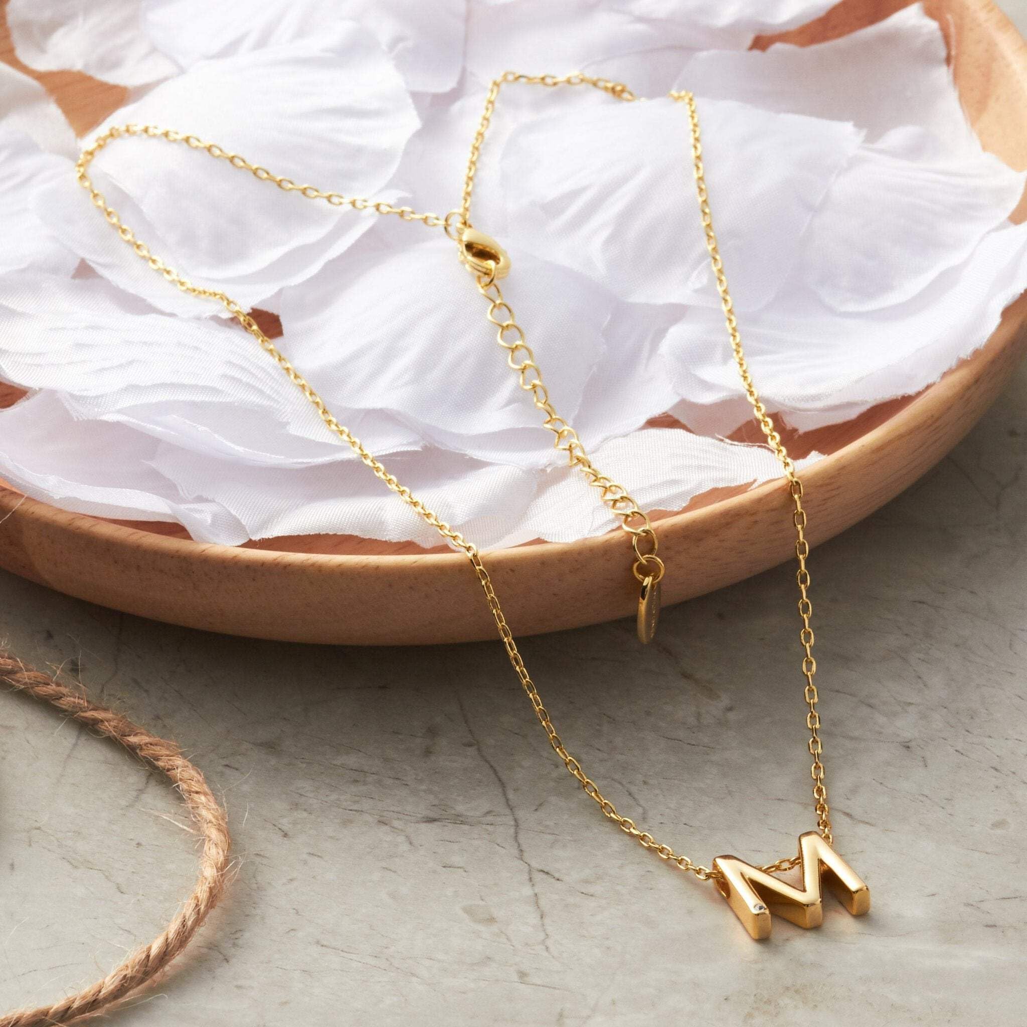 Gold Plated Initial Necklace A-Z with Zircondia® - Perfect Gift for Her