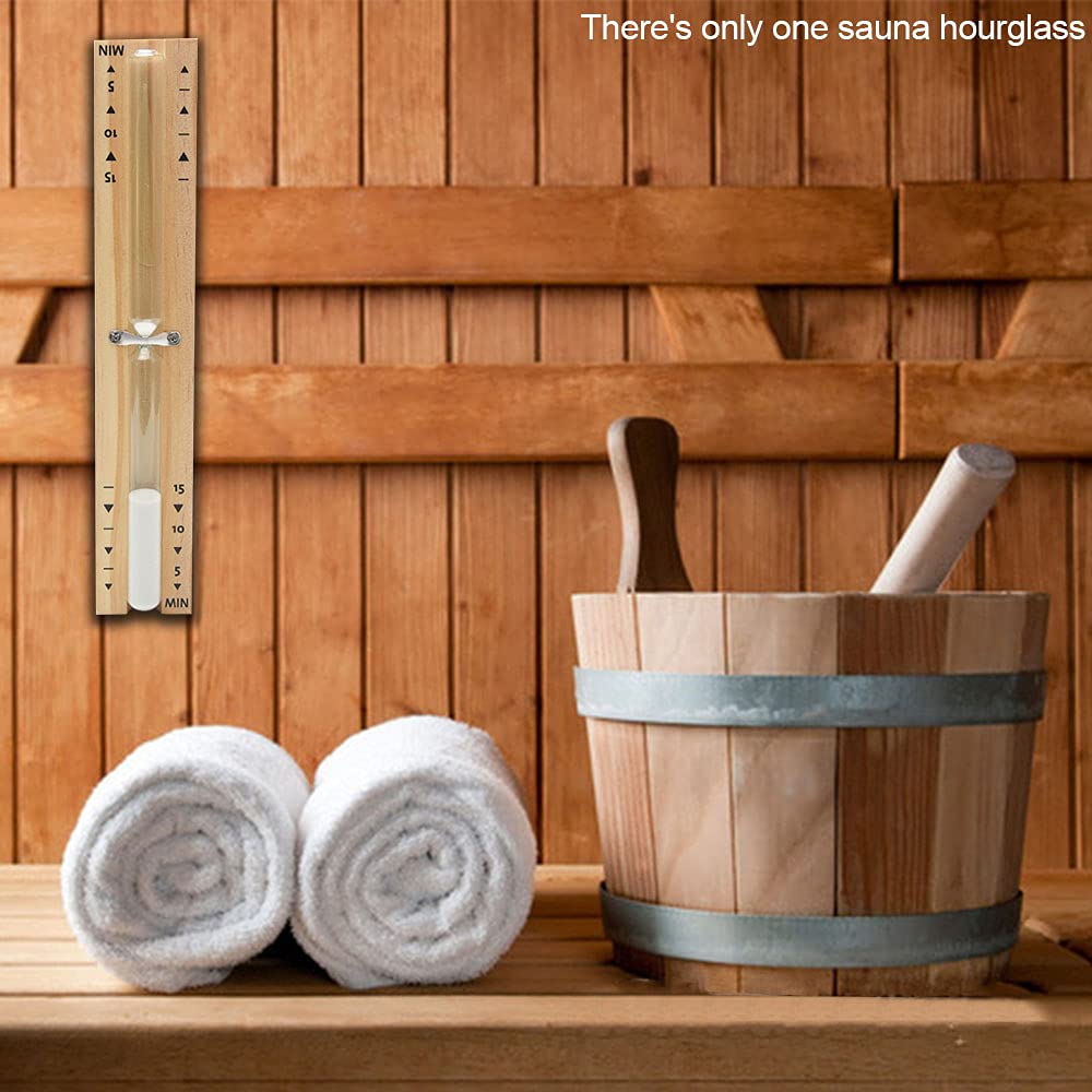 Fiacvrs 15-Minute Sauna Timer - Heat Resistant Wooden Hourglass Sand Timer for Steam Room & Spa, Perfect for Sauna Sessions, Yoga, and Relaxation Therapy