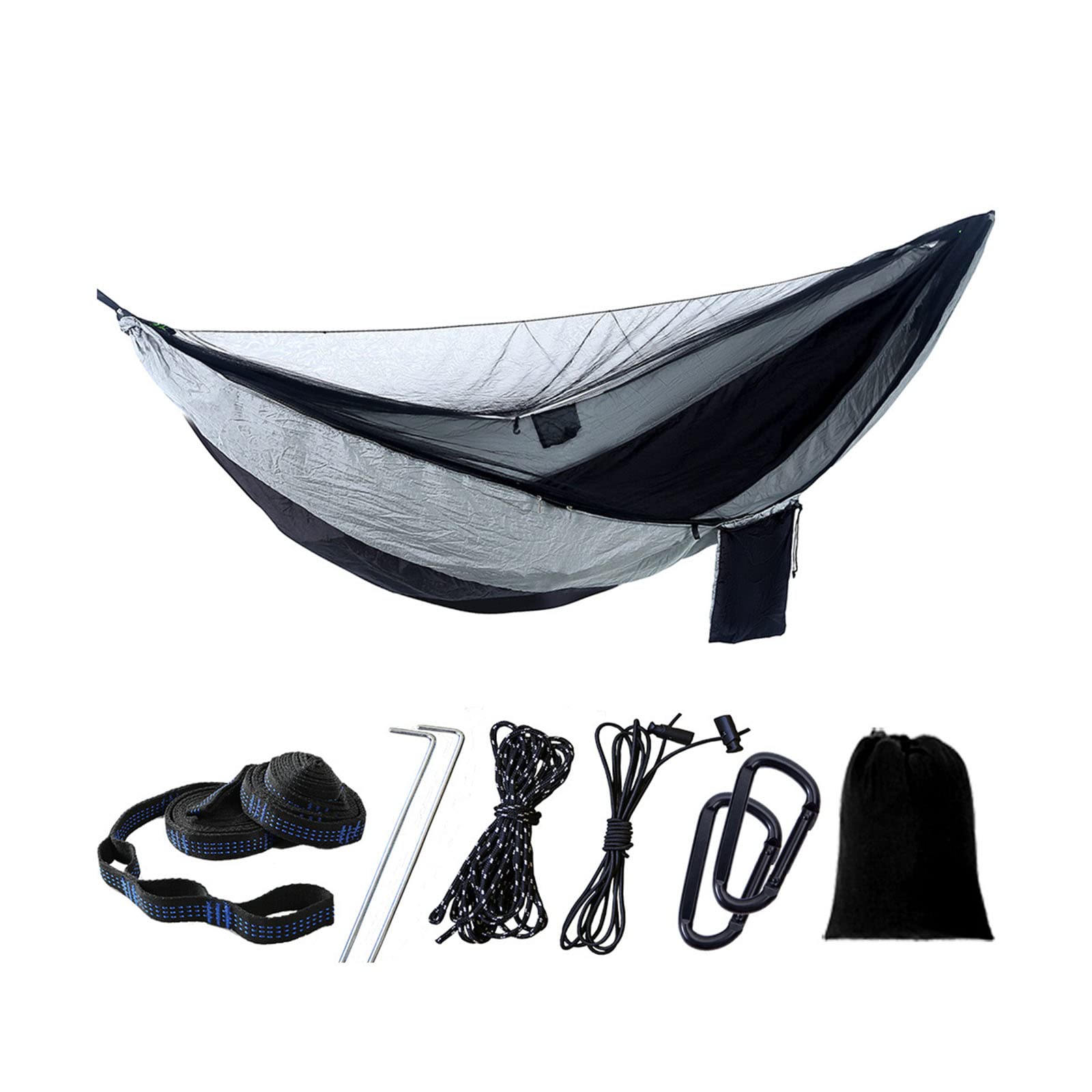 Premium Double Hammock with Mosquito Net - Heavy Duty Camping Hammock with Tree Straps, Carrying Bag - 290x140cm Portable Hanging Bed for Indoor/Outdoor Use (Garden, Patio, Yard, Backpacking) - Color DC-09