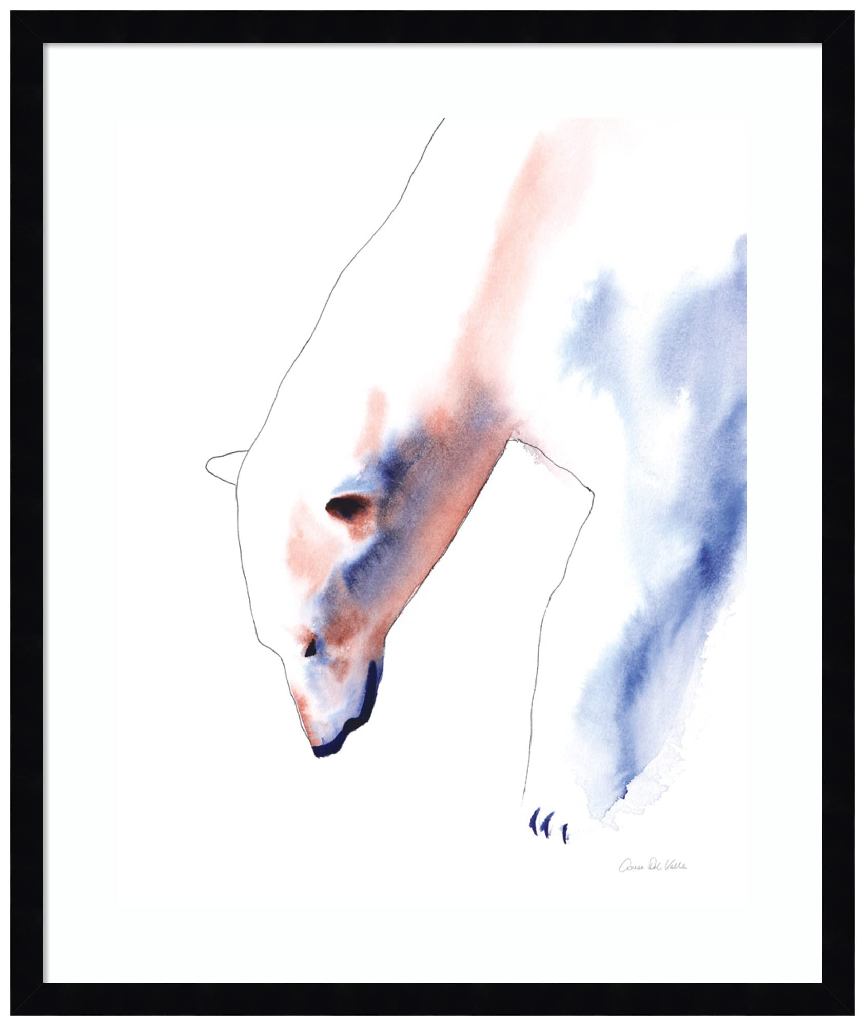 Amanti Art Framed Wall Art Print - 25x21 Copper & Blue Polar Bear Painting by Aimee Del Valle | Modern Animal Wall Decor | Contemporary Poster Artwork for Living Room, Bedroom, Bathroom | Perfect for Home, Office & Gift Giving