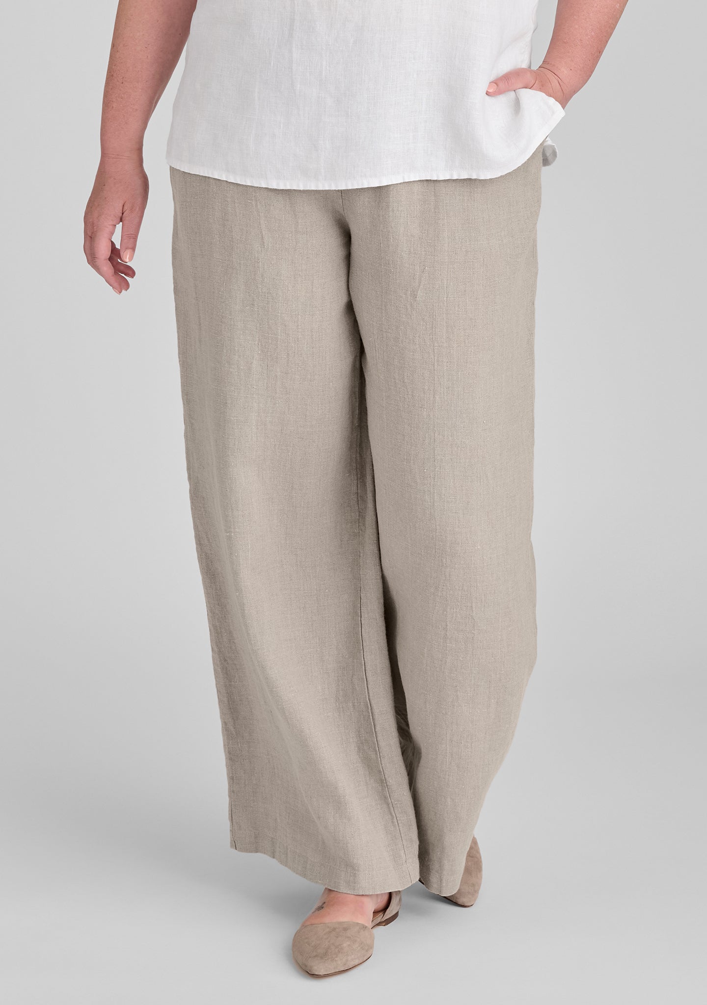 Flowing Linen Pants for Women - Elastic Waist Comfortable Wide Leg Trousers - Perfect for Summer, Beach, Yoga and Casual Wear