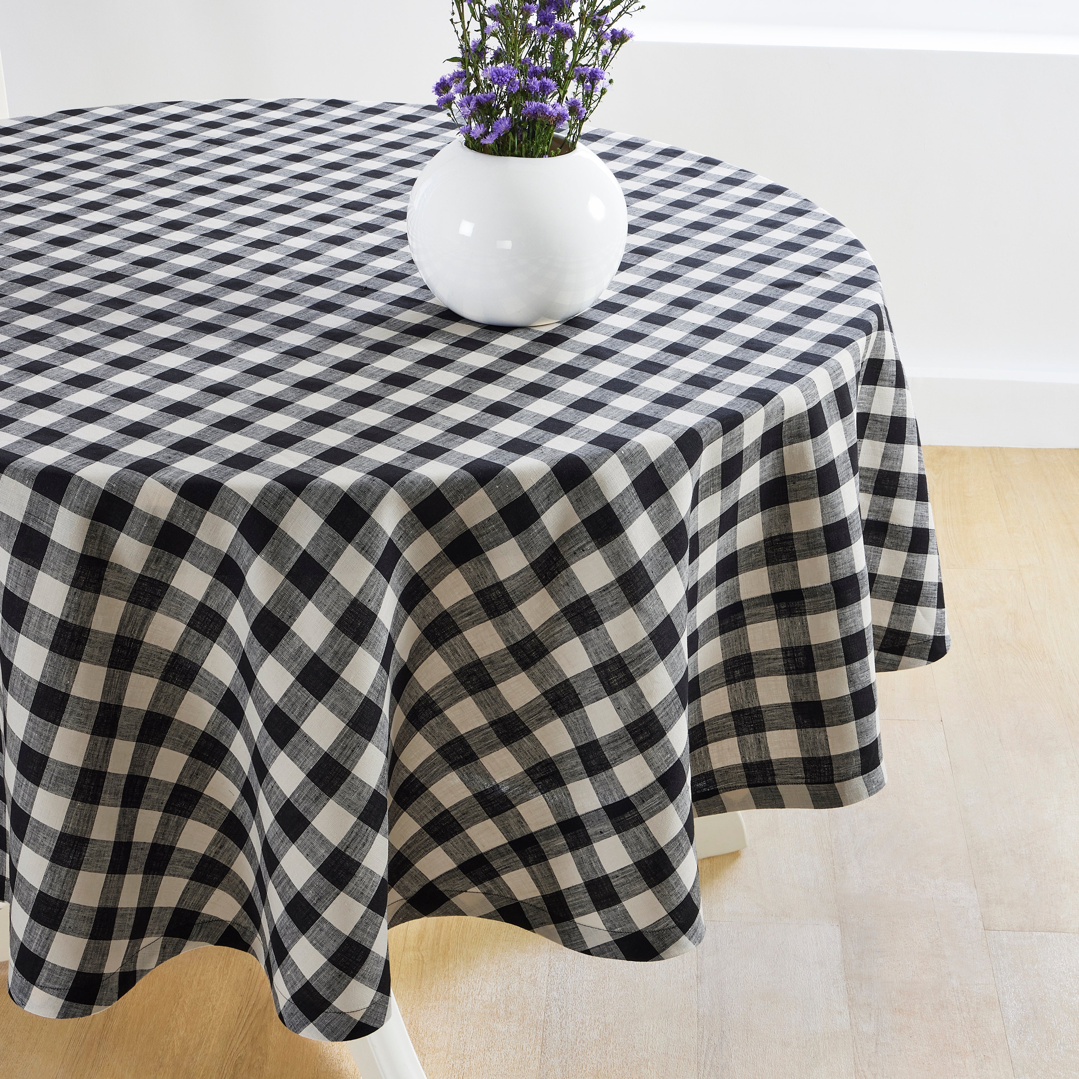 Morgan Check Round Tablecloth - Classic Red and White Plaid Design for Dining & Kitchen Decor | Perfect for Parties, Holidays & Everyday Use