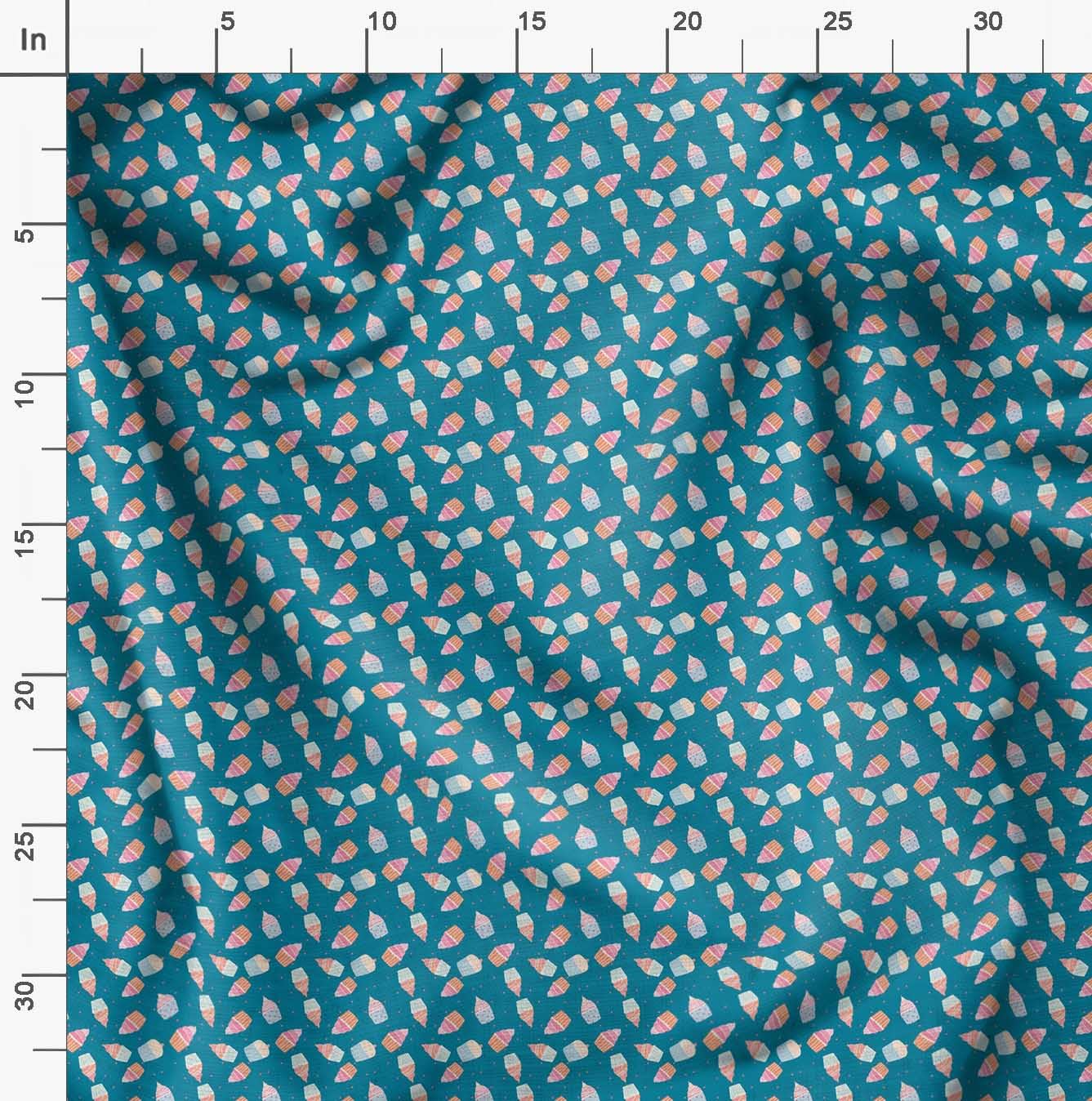 Soimoi Moss Georgette Blue Fabric by The Yard - 42 Inch Wide Cotton Fabric with Whimsical Dot & Cupcake Print for Dresses, Curtains & DIY Crafts - Sweet Fashion & Home Decor Fabric