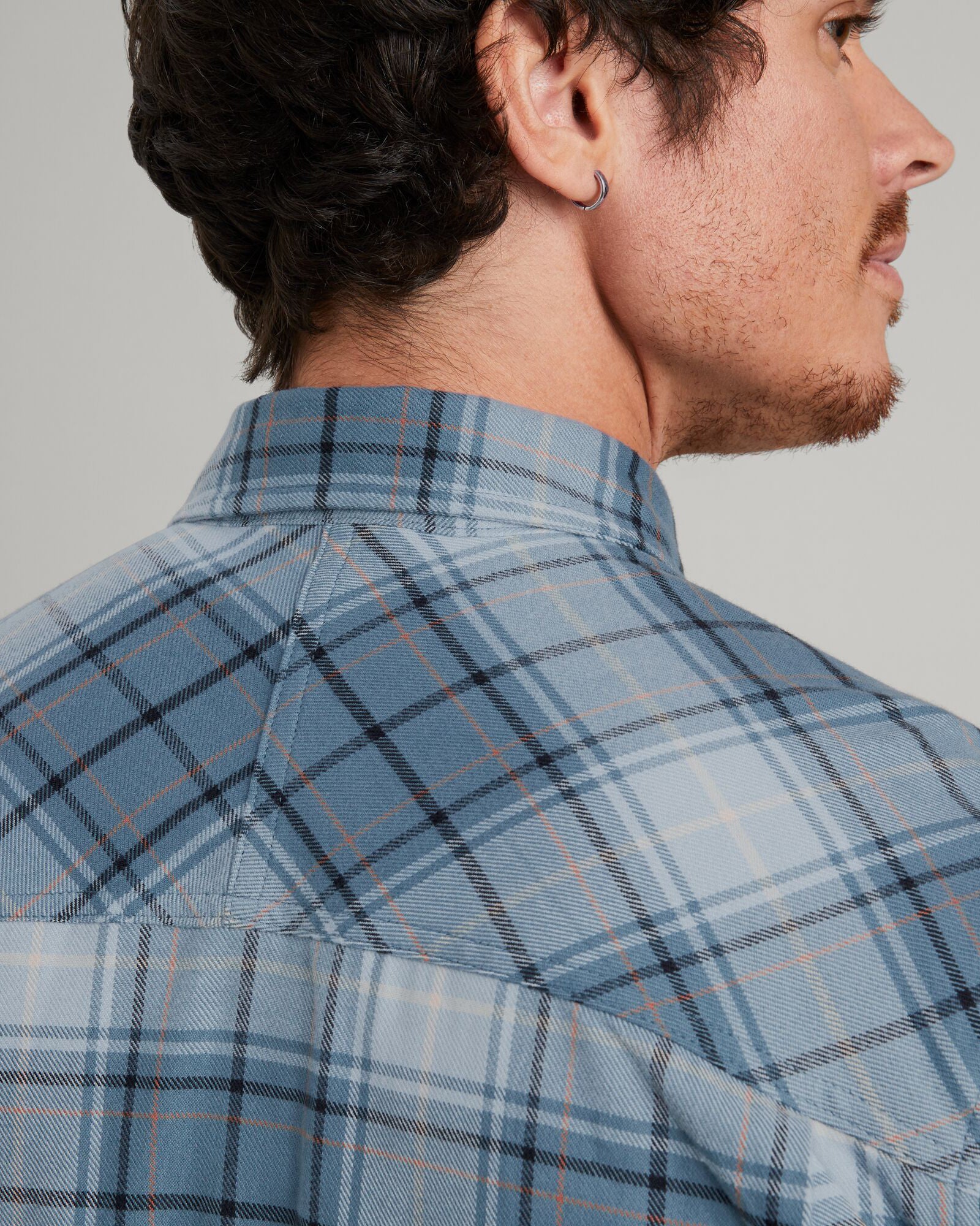 Men's Carrillon HF Long Sleeve Shirt - Ripple/Meteor Check Plaid Flannel - Comfortable Casual Button Down for Work, Outdoor & Fall Fashion
