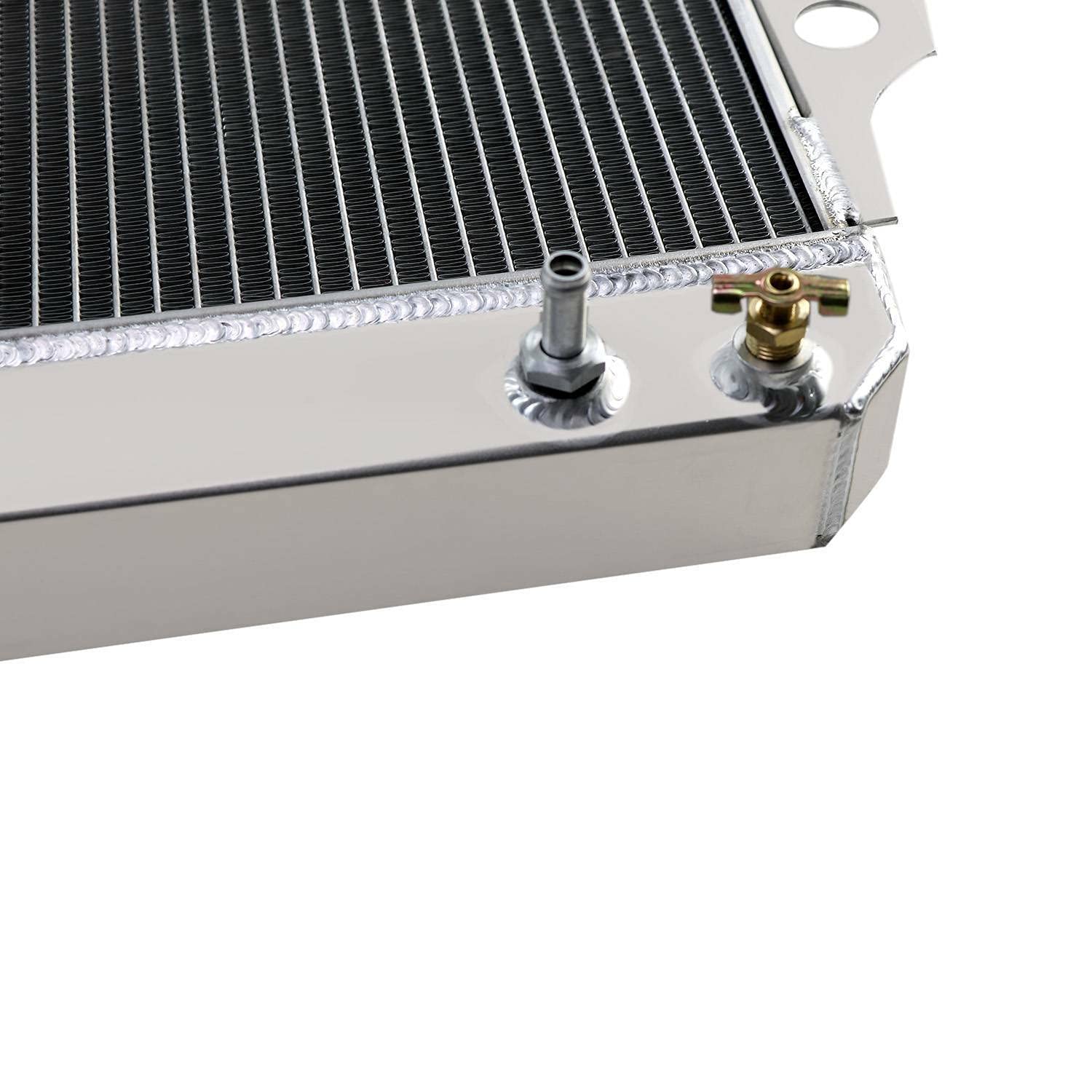 High-Performance 3 Row Aluminum Radiator with Shroud Fan & Thermostat for 1987-2006 Jeep Wrangler TJ YJ - Direct Replacement Cooling System Upgrade - Perfect for Off-Roading & Extreme Weather Conditions