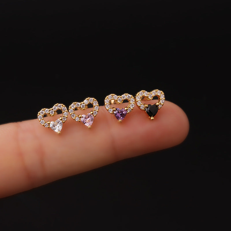 20G CZ Heart Conch Daith Earrings Stud - Hypoallergenic Surgical Steel Cartilage Piercing Jewelry for Women | Perfect for Everyday Wear, Special Occasions & Gift Giving