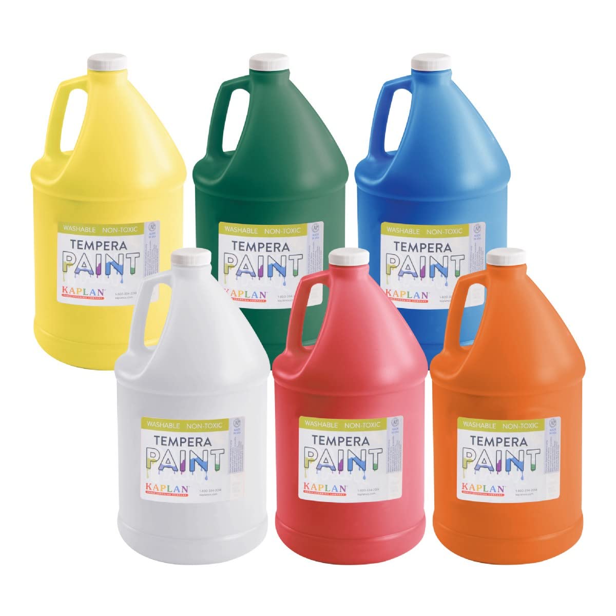 Kaplan Early Learning Kaplan Kolors Washable Tempera Paint - Set of 6 Vibrant Colors (1 Gallon Each) for Kids' Art Projects, Classroom Activities & DIY Crafts