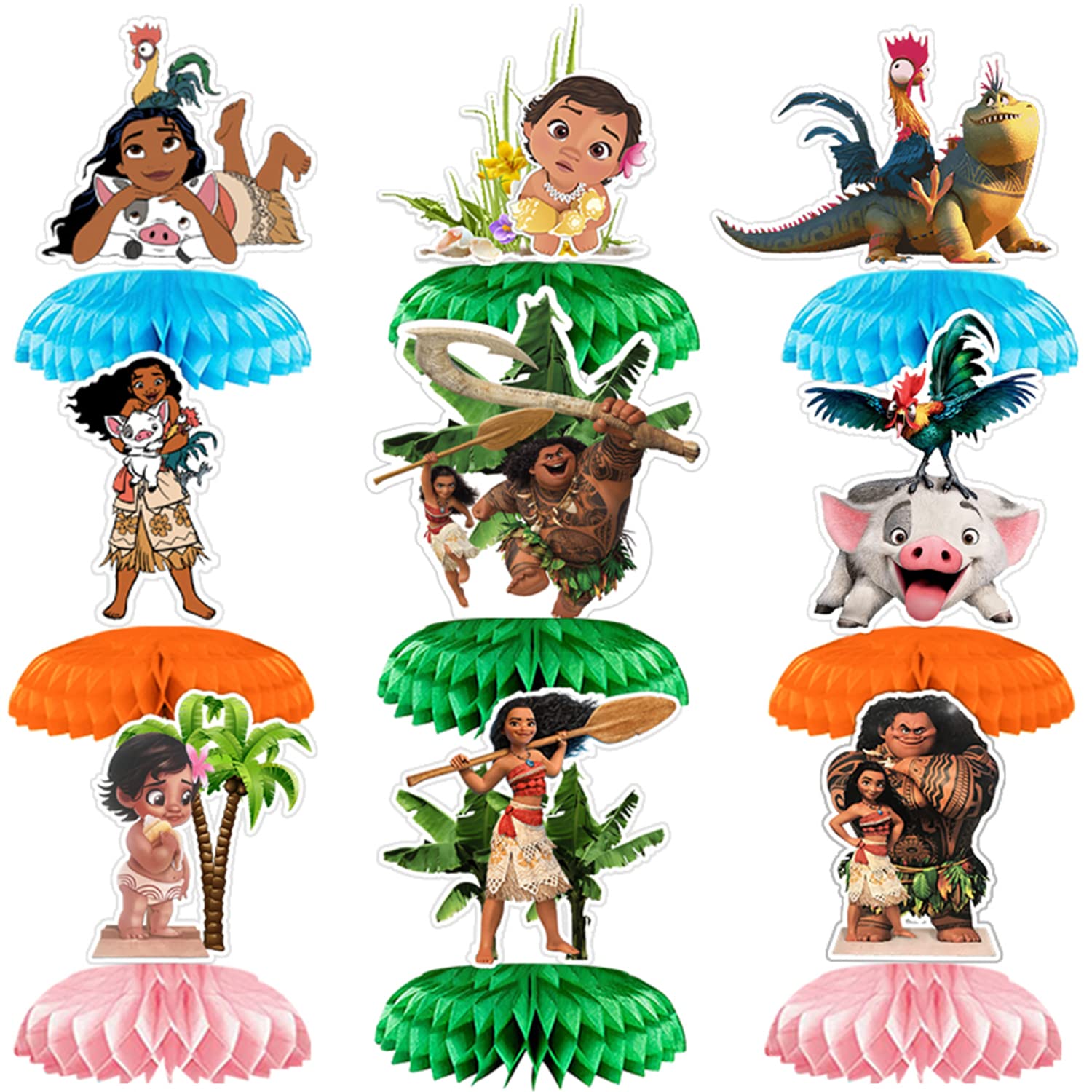 YYKKUIU 9-Piece Honeycomb Party Table Decorations Set - Colorful Birthday Party Supplies & Table Toppers for Baby Showers, Bridal Showers, Anniversary Celebrations & Themed Parties