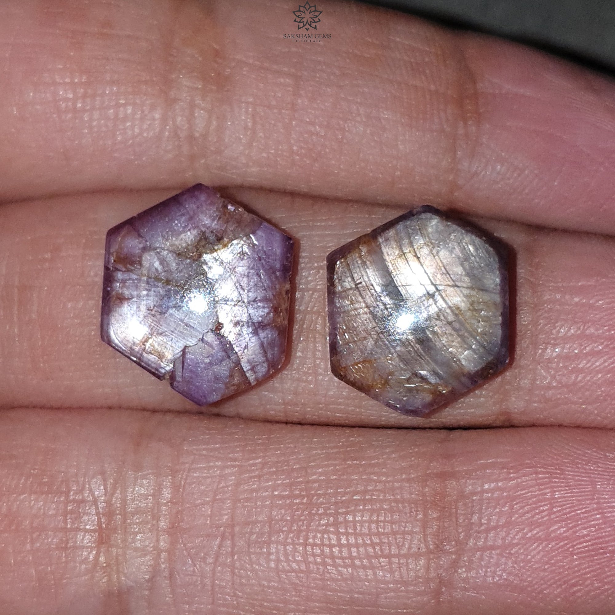 Natural Unheated Fire Ruby Trapiche Hexagon Cabochon Gemstone - 19.30cts (15x13mm & 14x13mm) 2pc Set for Jewelry Making - Perfect for Rings, Pendants & Unique Handmade Designs