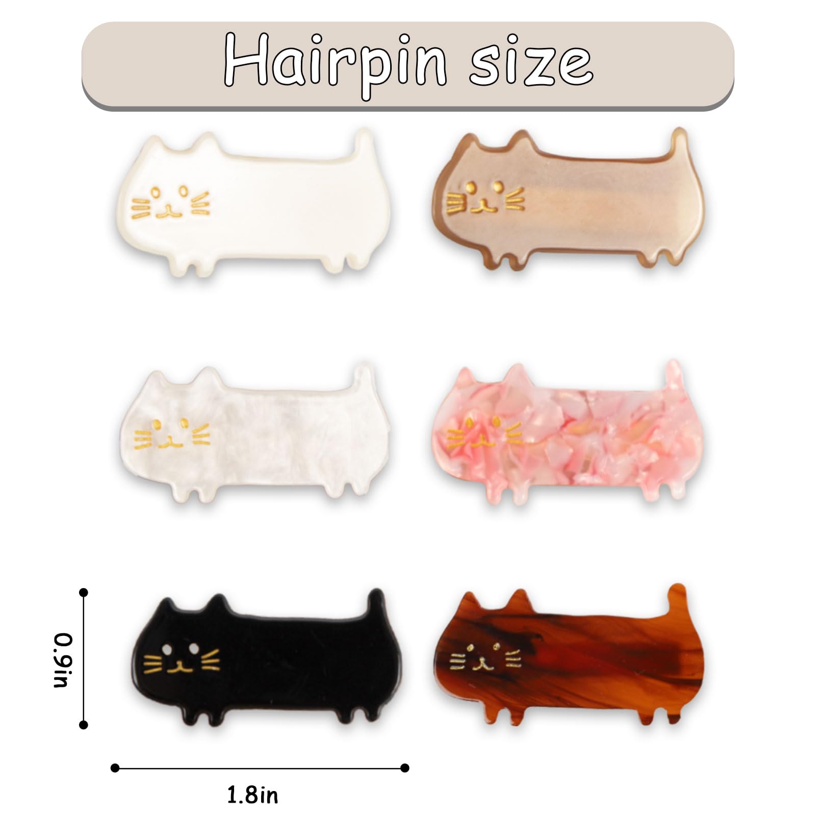 6 Pcs Cute Cat Hair Clips for Women & Girls - Fashionable Barrettes for Kids & Teens - Perfect for Birthday Gifts, Children's Day, School, Parties & Daily Hairstyling