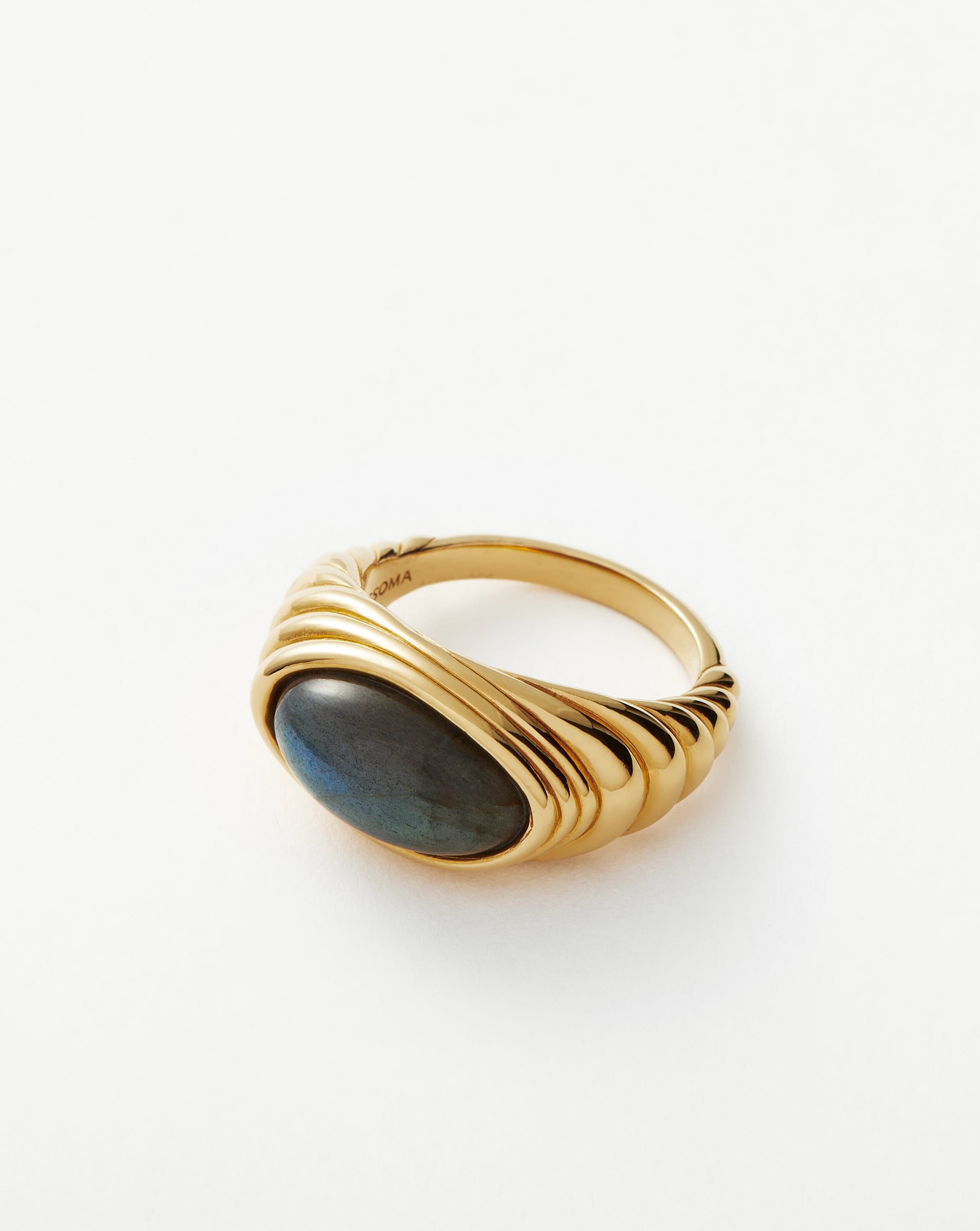 Wavy Ridge Gemstone Ring for Women - Elegant Handmade Silver Jewelry with Natural Stones - Perfect for Weddings, Parties & Everyday Wear
