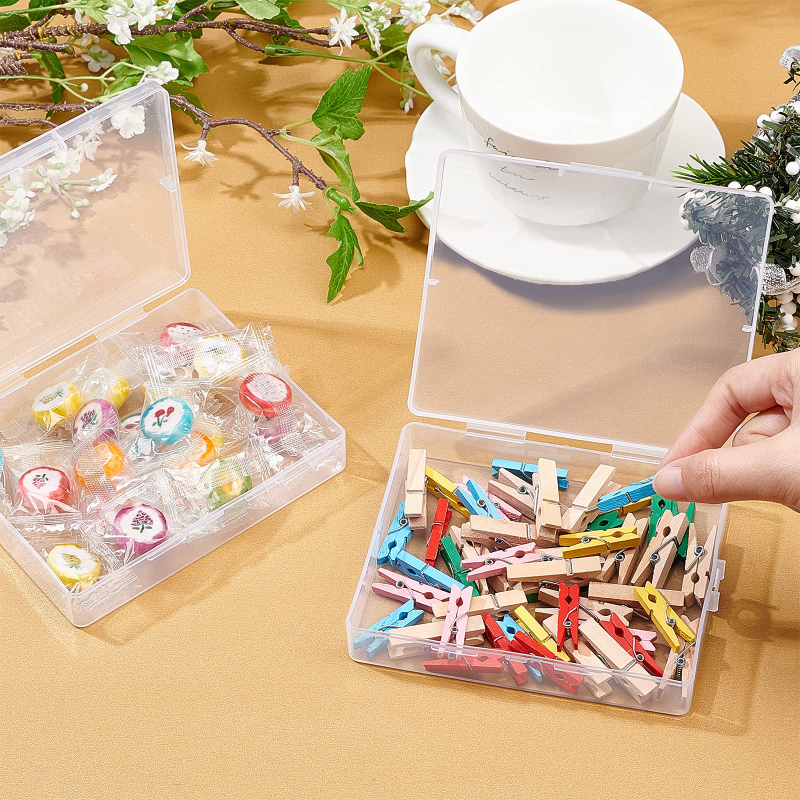 SUPERFINDINGS 4-Pack Clear Plastic Bead Storage Containers with Lids - Small Rectangle Organizer Box for Jewelry, Office & Craft Supplies (5x4x1 Inch) - Perfect for DIY Projects, Home Organization & Craft Room Storage