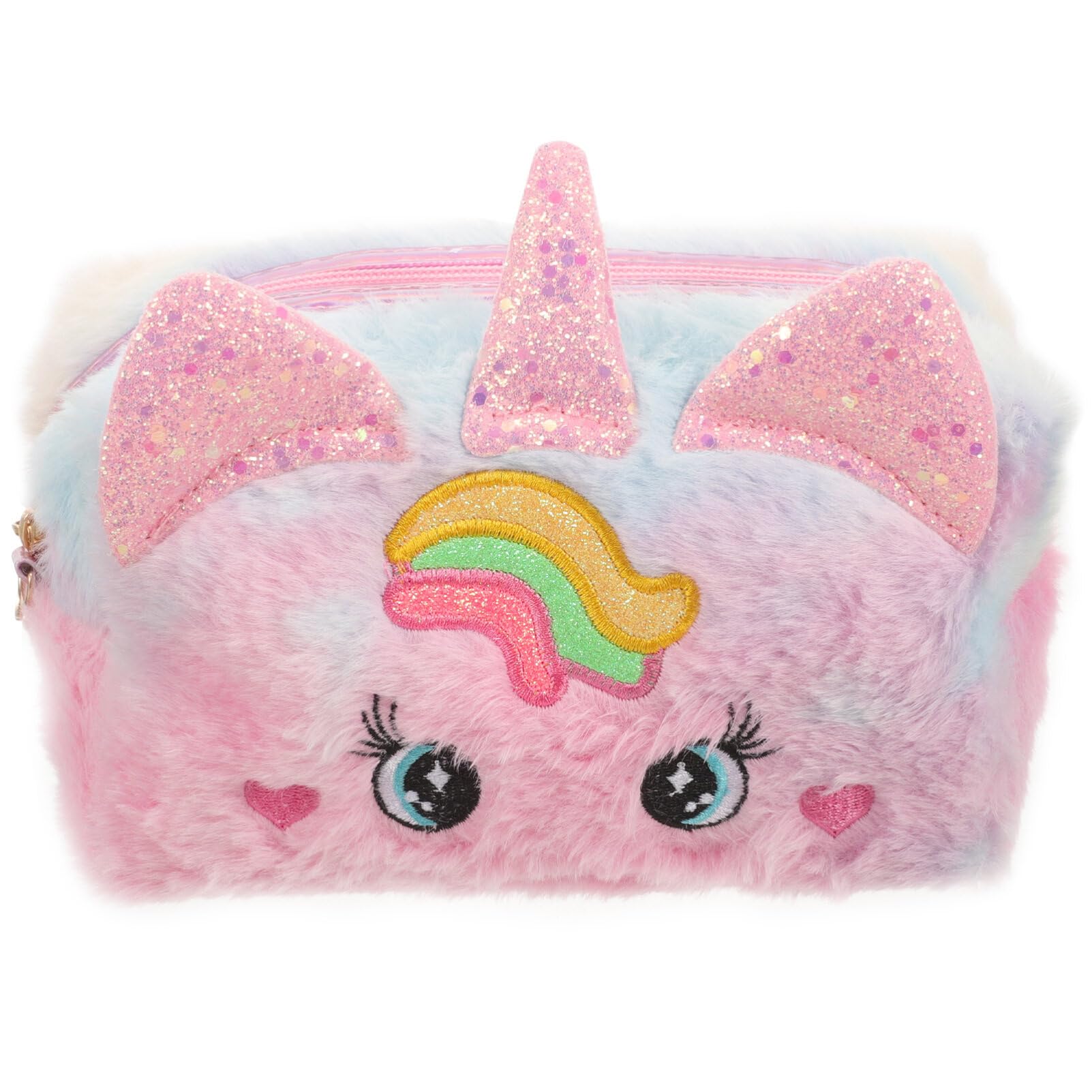 **Soft Plush Unicorn Makeup Bag for Women & Girls – Cute Fuzzy Cosmetic Pouch, Travel Toiletry Bag, Pen Case – Perfect for School, Travel, and Gift Ideas**