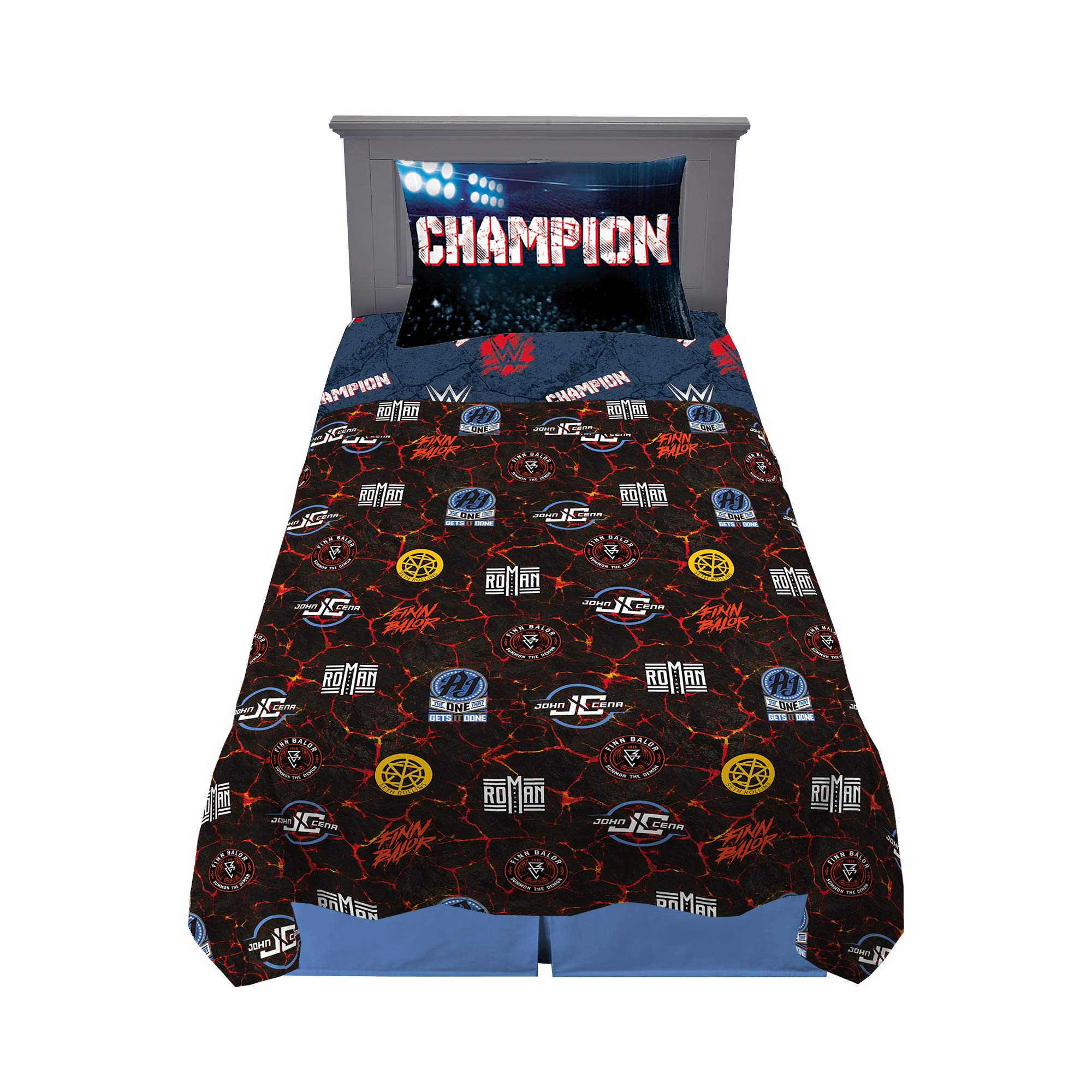 Franco Kids Bedding Sheet Set - Twin Size, WWE Themed, Soft & Breathable Cotton - Perfect for Boys' & Girls' Bedrooms, Sleepovers & Themed Room Decor
