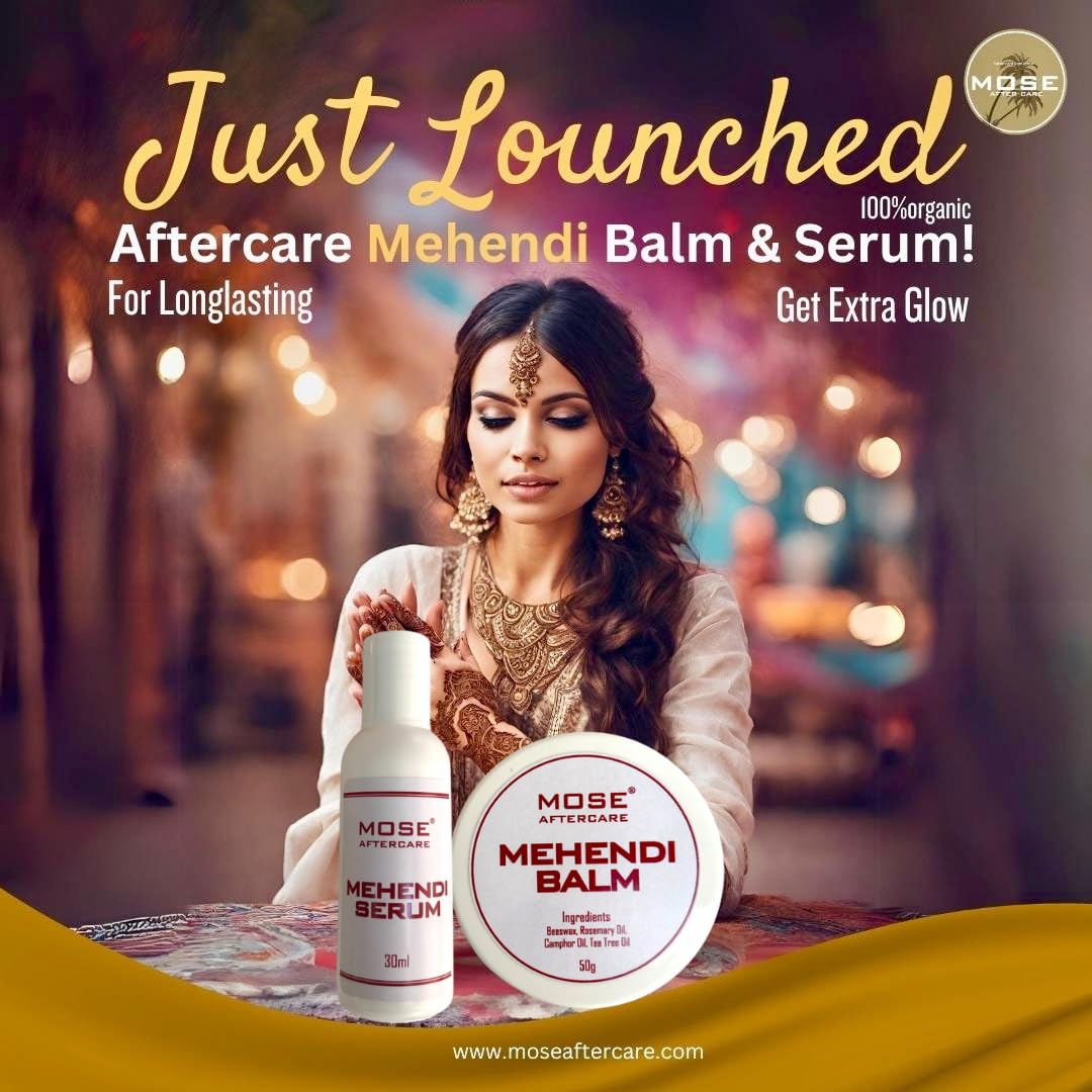 Natural Mehendi Aftercare Balm (50g) - Beeswax, Essential Oils & Fragrance for Henna Stain Care | Henna Lotion, Gel, Shiner & Cream for Tattoo & Body Art | Perfect for Weddings, Festivals & DIY Designs