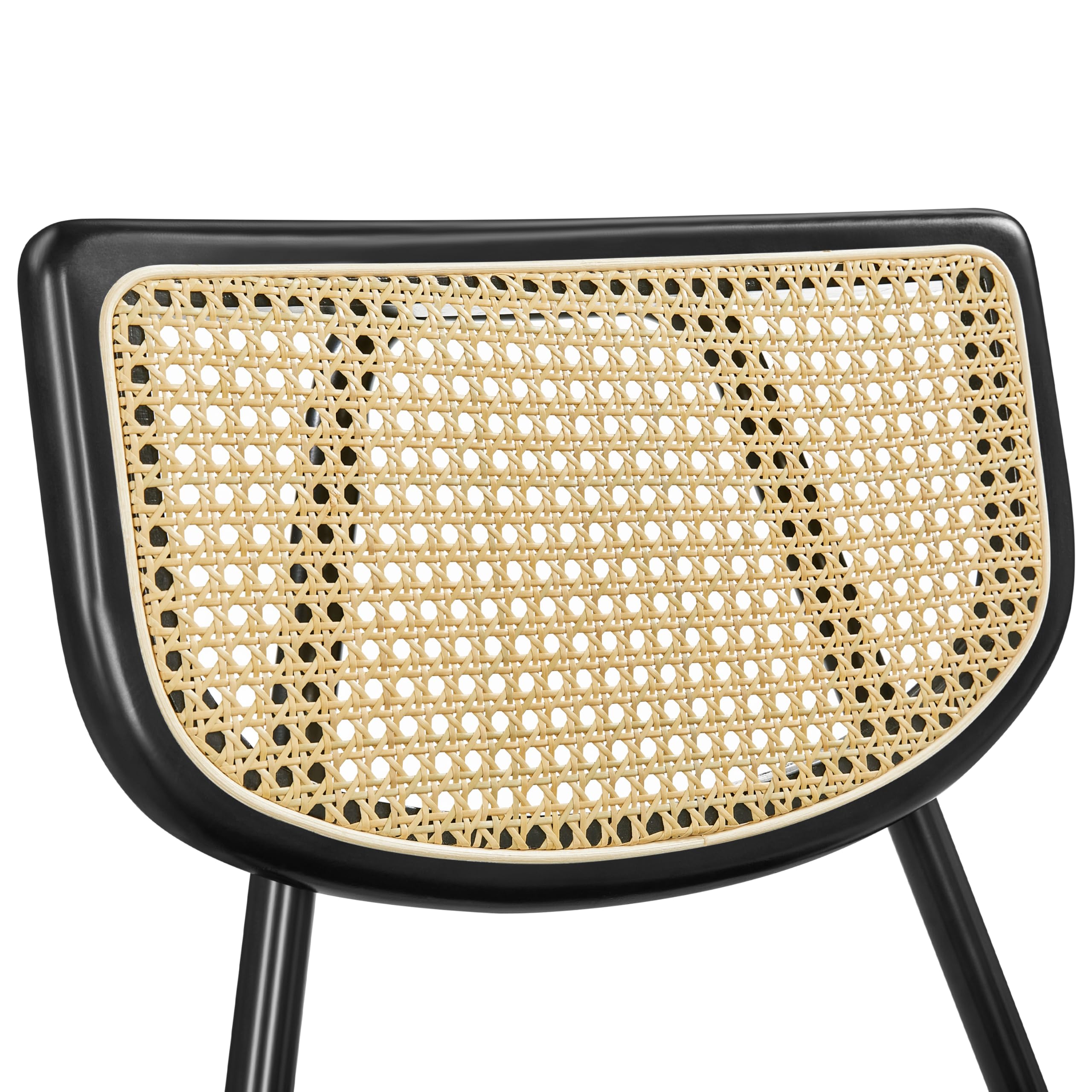 Yaheetech 4-Piece Rattan Dining Chair Set - Mid Century Modern Kitchen Chairs with Metal Legs & Upholstered Faux Leather Seat - Black Dining Room Chairs for Home, Kitchen, Living Room - Perfect for Indoor Dining, Entertaining & Small Space Decor