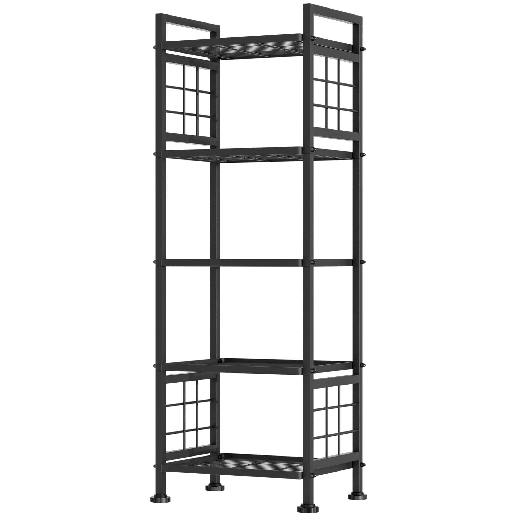 GIOTORENT 5-Wire Standing Storage Shelves - Heavy Duty Metal Shelving Unit for Pantry, Laundry, Kitchen & Bathroom Organization (Black) | Perfect for Home Storage, Garage Shelving & Closet Organizer