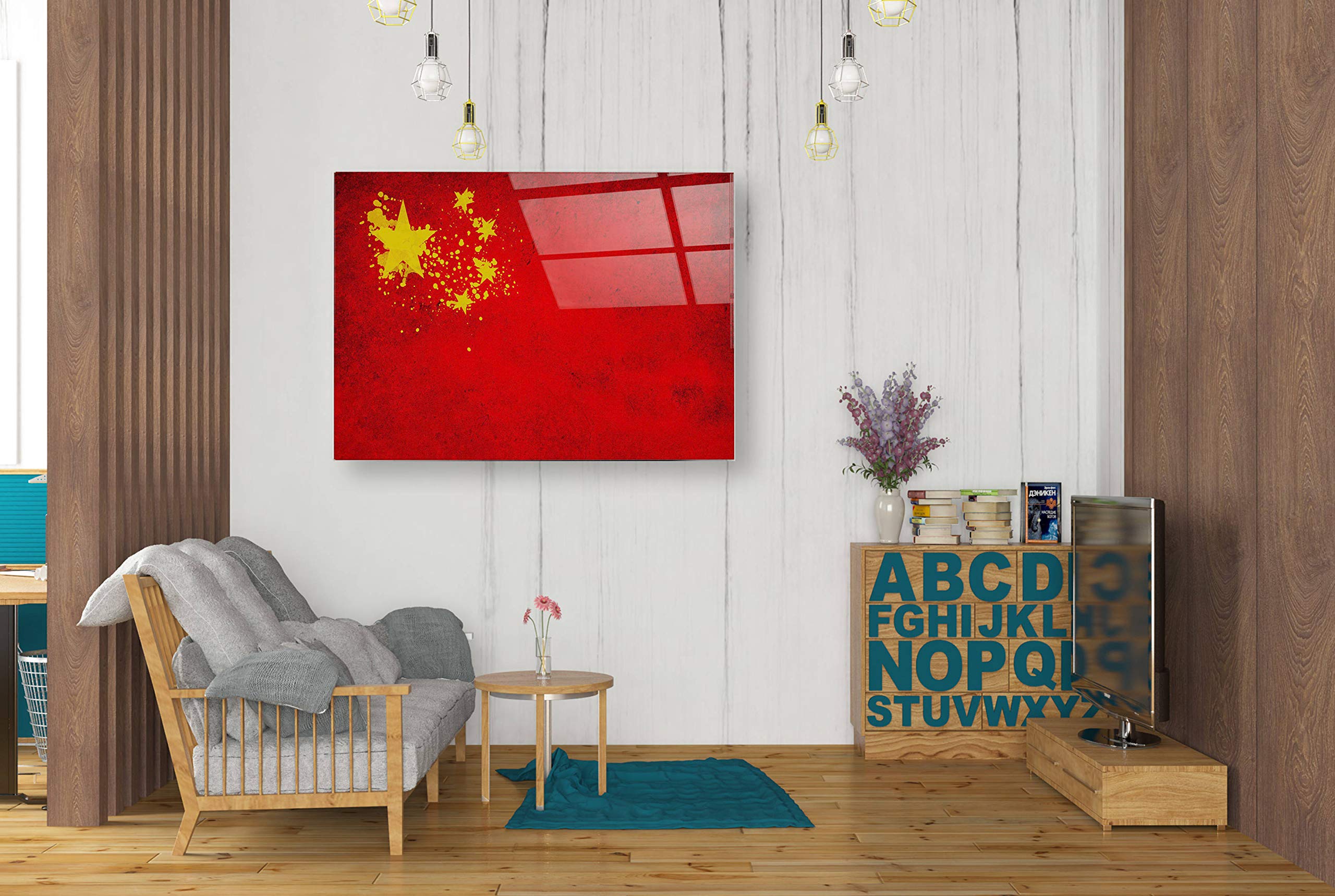 China Acrylic Glass Wall Art - 24x36 Inch Modern Home Decor, Abstract Landscape Painting for Living Room, Bedroom & Office