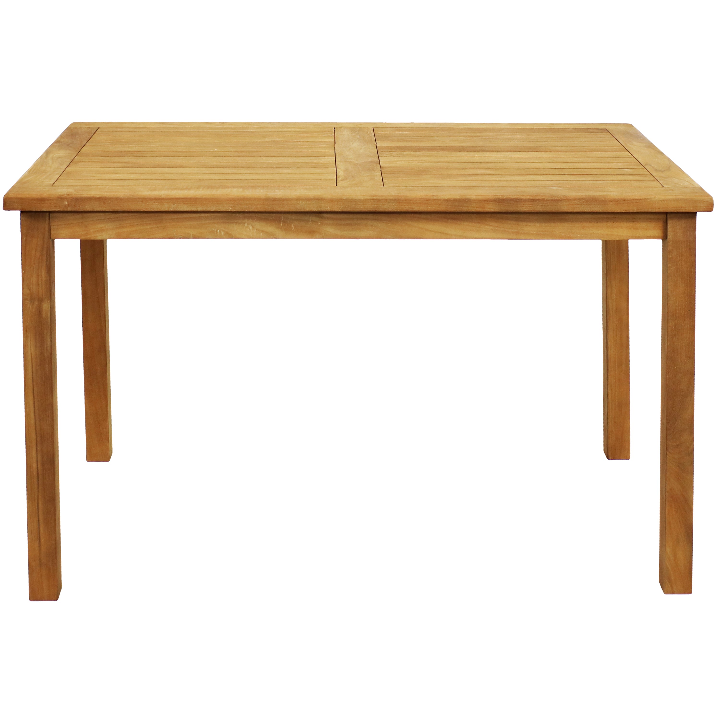 Sunnydaze Teak Rectangle Outdoor Dining Table with Stain Finish - 47 Inch Weather-Resistant Patio Furniture for Backyard, Garden, and Poolside Dining