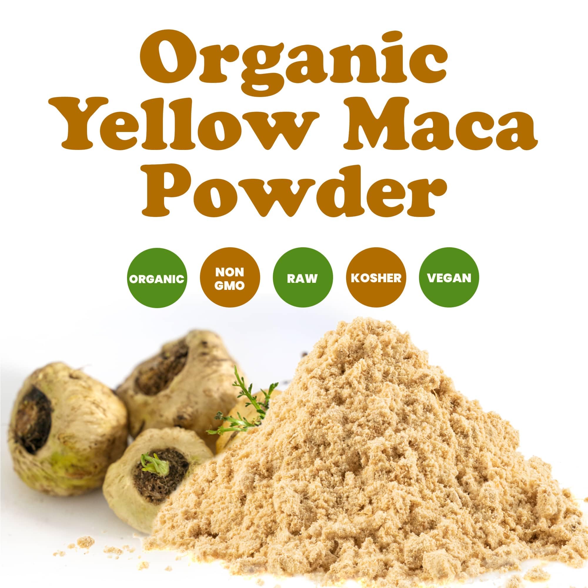 Organic Yellow Maca Powder 4lbs - Raw Ground Maca Root, Non-GMO, Kosher, Vegan, Bulk Superfood - Perfect for Smoothies, Baking & Energy Boosting