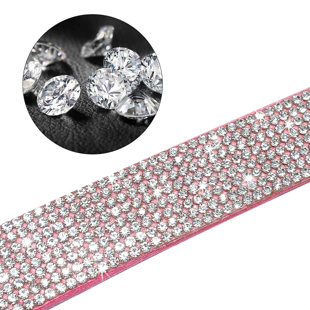 Sparkling Rhinestone Dog Collar - Soft Suede Leather Pet Collar with Crystal Diamonds for Small Dogs & Cats | Elegant & Dazzling Accessory for Parties, Weddings & Special Occasions