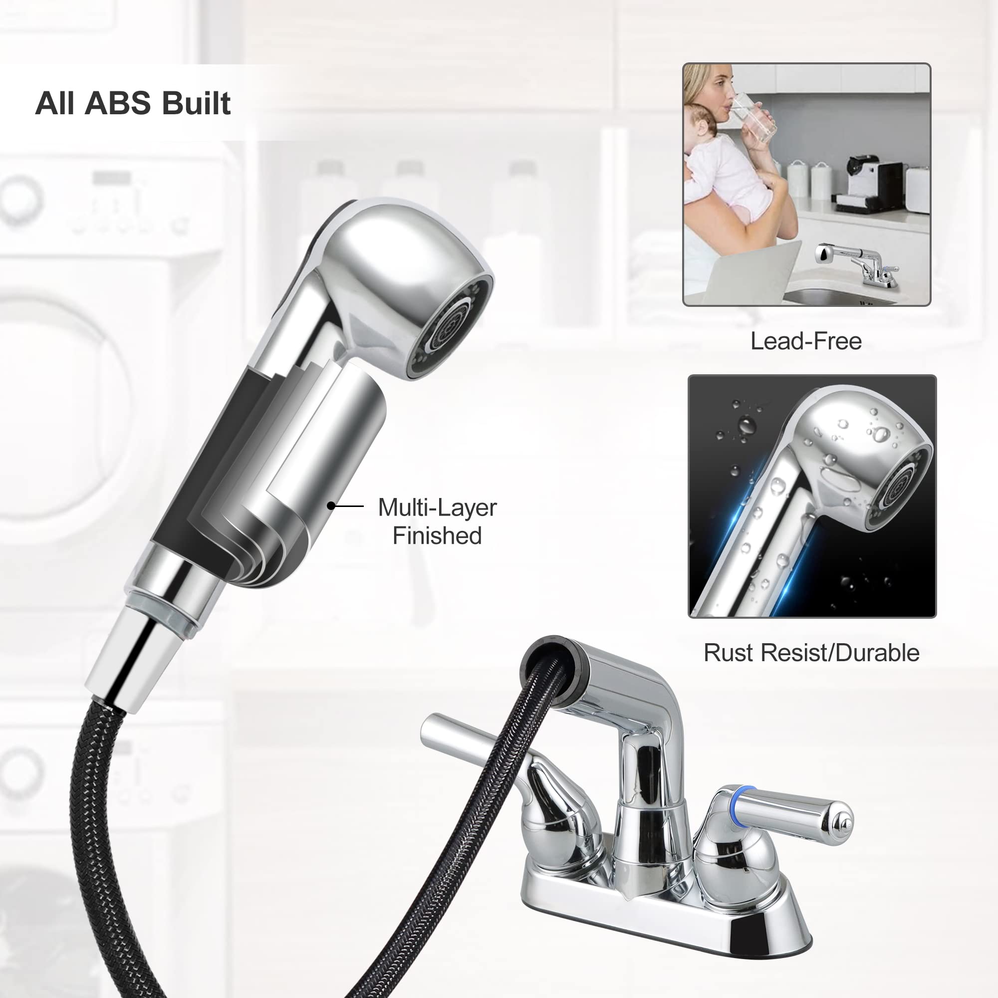 Utility Sink Faucet with Pull-Out Sprayer - 4