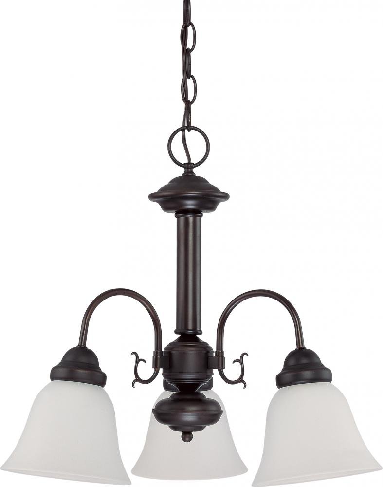 NUVO 60/3142 Three Light Chandelier in Mahogany Bronze with Frosted Glass - Elegant Dining Room Lighting Fixture for Home Decor