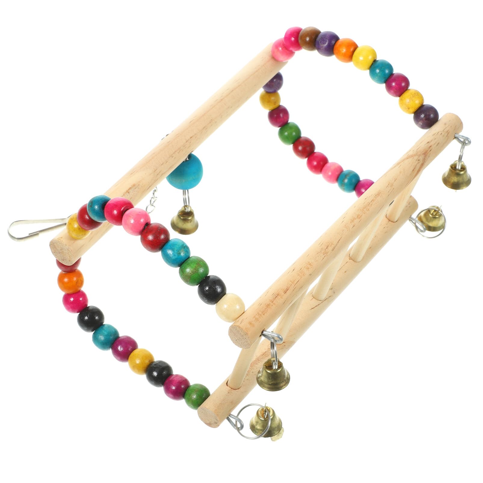 **Natural Wooden Bird Perch & Swing Toy Set - Chewing Ladder Bridge for Parrots, Parakeets, Lovebirds - Cage Accessories for Hanging, Standing & Play - Perfect for Small Birds' Exercise & Entertainment**
