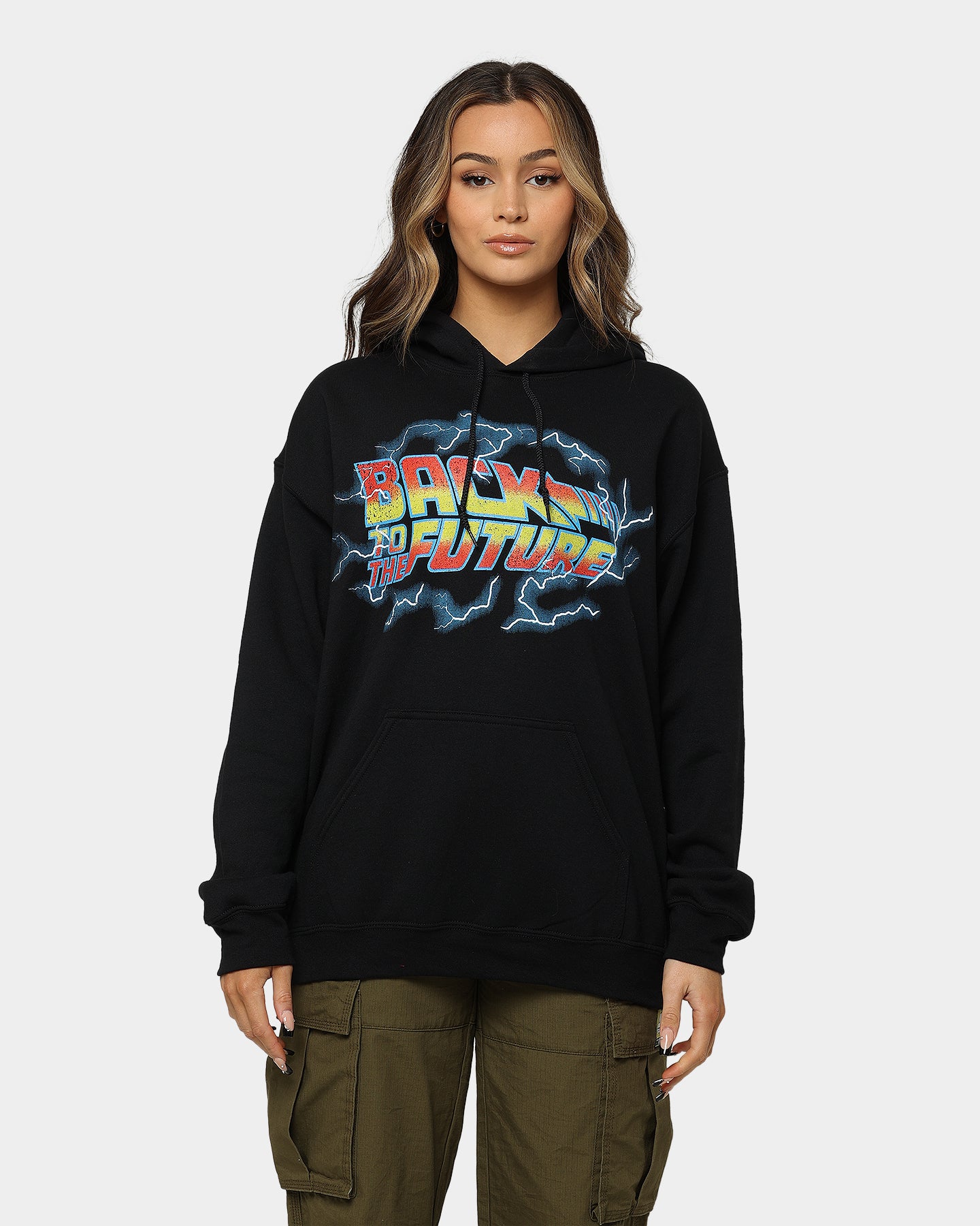Back To The Future 1 Hoodie - Vintage Movie Merchandise - American Thrift Black Sweatshirt - Perfect for Cosplay, Movie Nights & 80s Retro Fashion