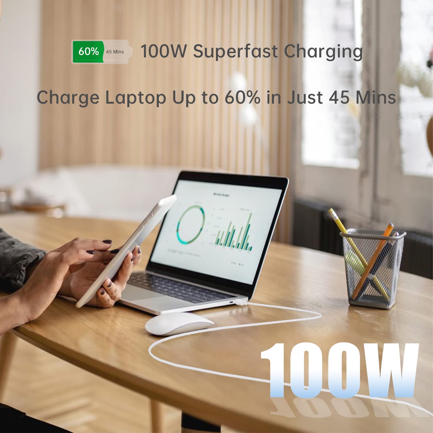 100W USB C to USB C Fast Charging Cable 2-Pack - Type C PD Charger for iPhone 15 Pro Max/15 Pro/15, iPad Pro/Air, MacBook Air, Samsung Galaxy S23/S22, Huawei P10, Google Pixel, Nintendo Switch - Perfect for Travel, Office & Home Charging